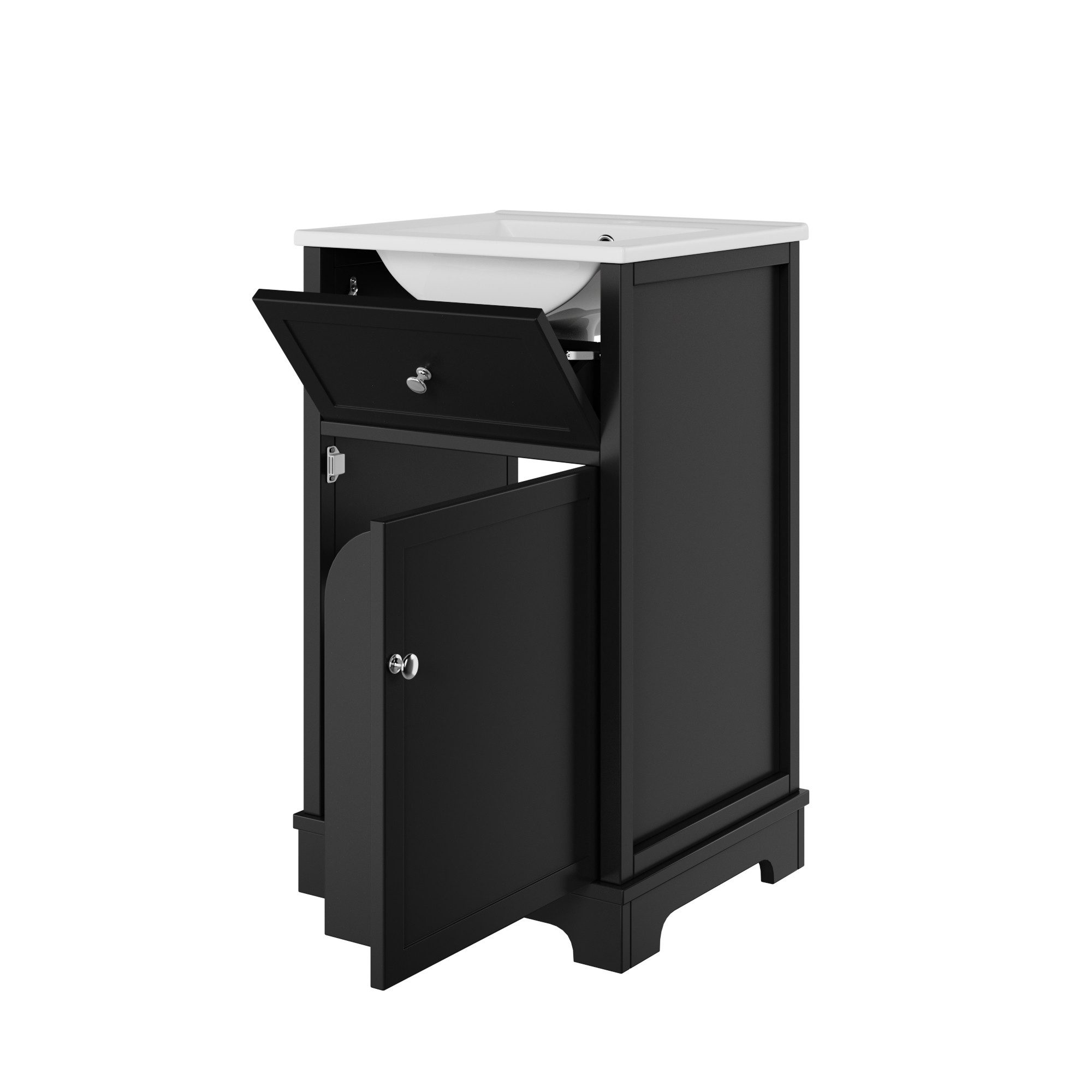 Fine Life Pro Waschbeckenschrank MDF-Waschtisch 51×46×87 cm • Schwarz • Komplett lackiert