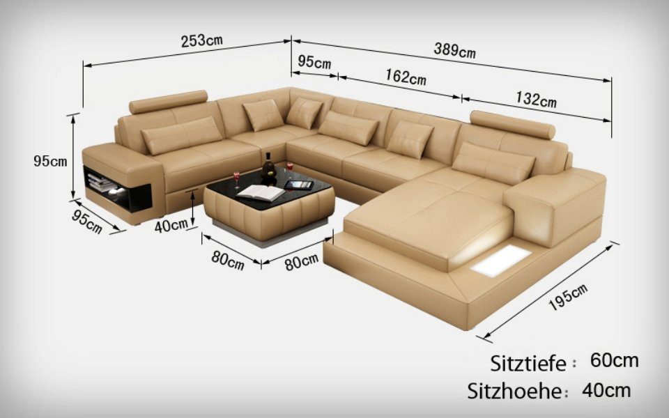 Ecksofa, Modern Sofa Wohnlandschaft Neu Design JVmoebel Couch Eck Ledersofa Ecksofa