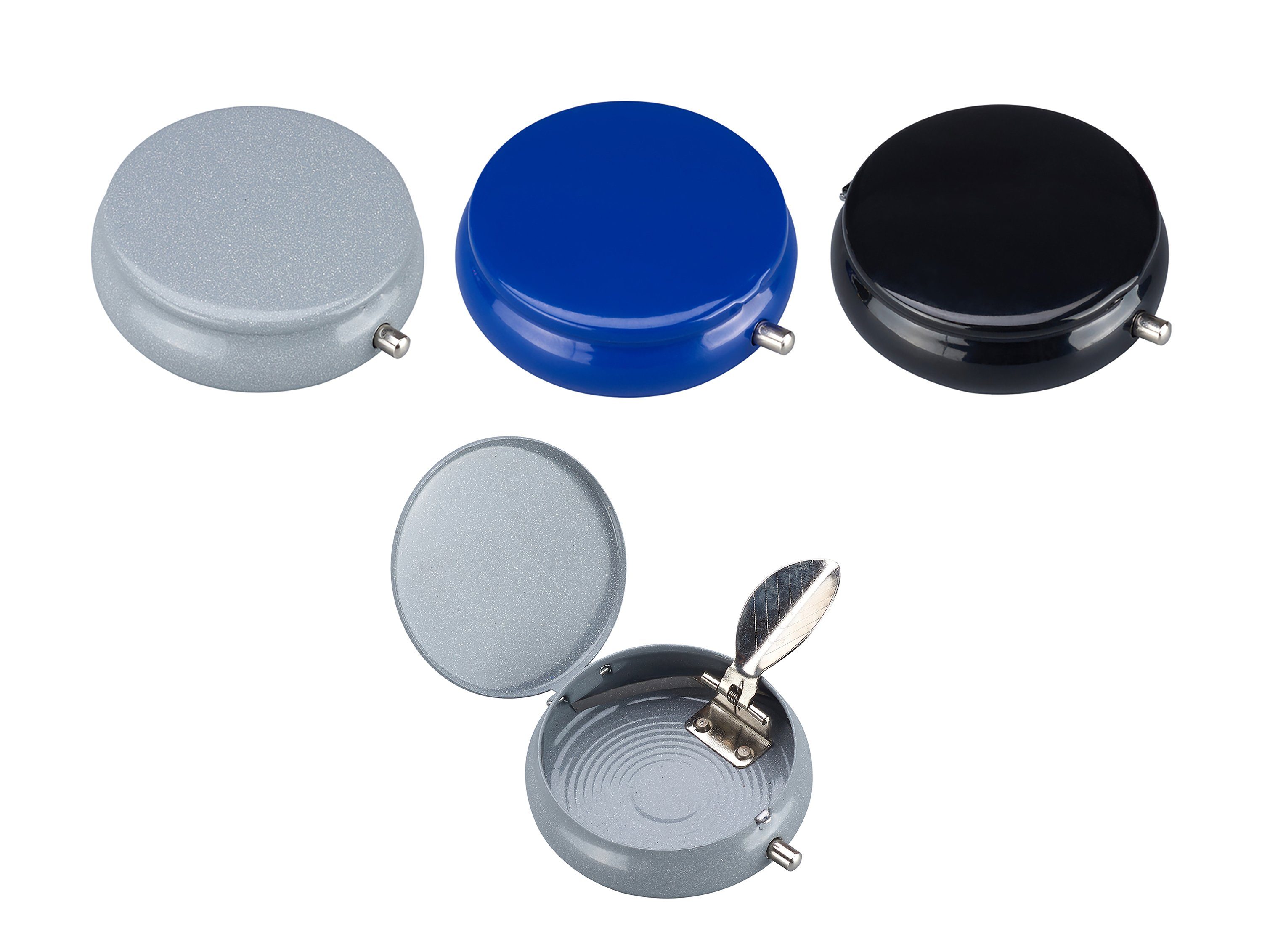 Outdoor Mini Ø5,5cm mit rund 76 Deckel CHAMP Reiseaschenbecher Taschenaschenbecher Aschenbecher (Blau), mit Metall aus Taschen Reise ASCHENBECHER Ablagefläche