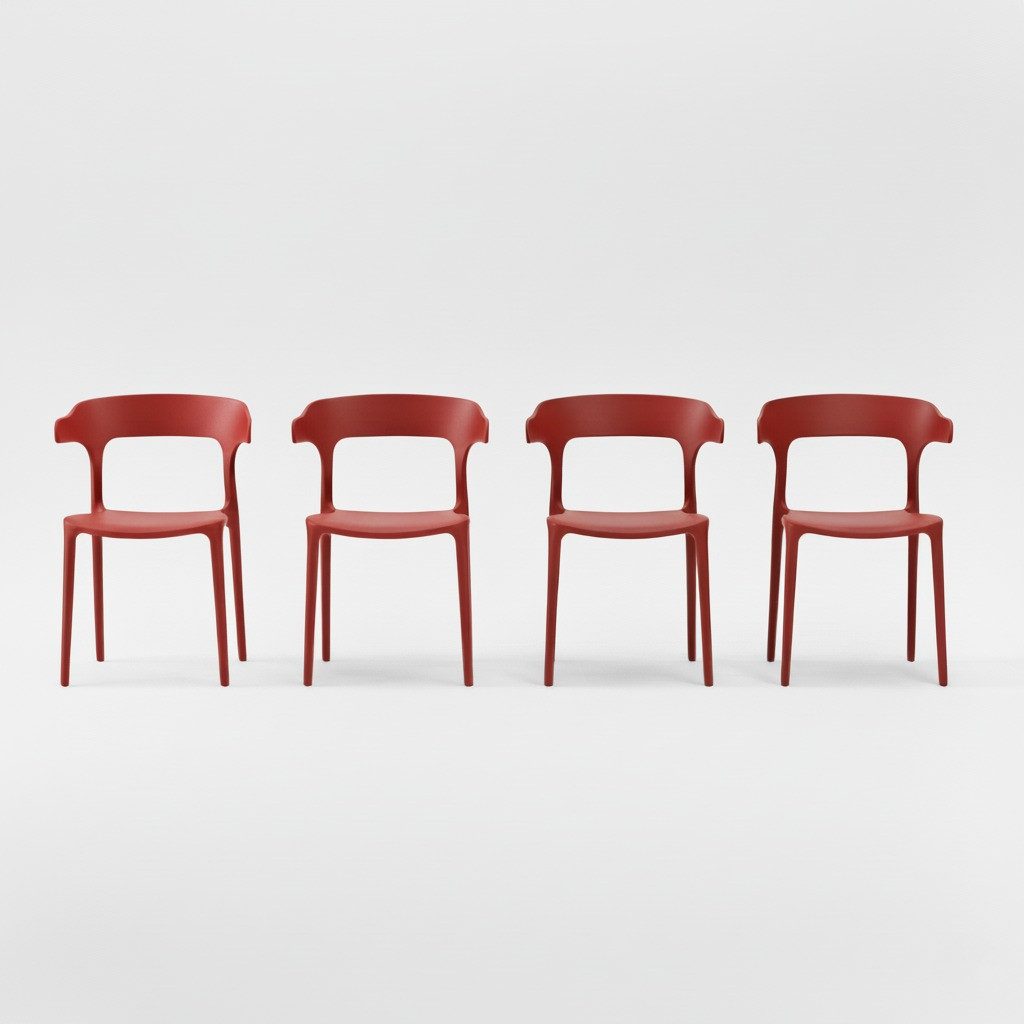 Lüllmann Besucherstuhl 4er Set Designerstuhl aus Polypropylen, mit Armlehnen, rostrot (Spar-Set, 4 St), Designerstuhl aus Kunststoff, robust, pflegeleicht