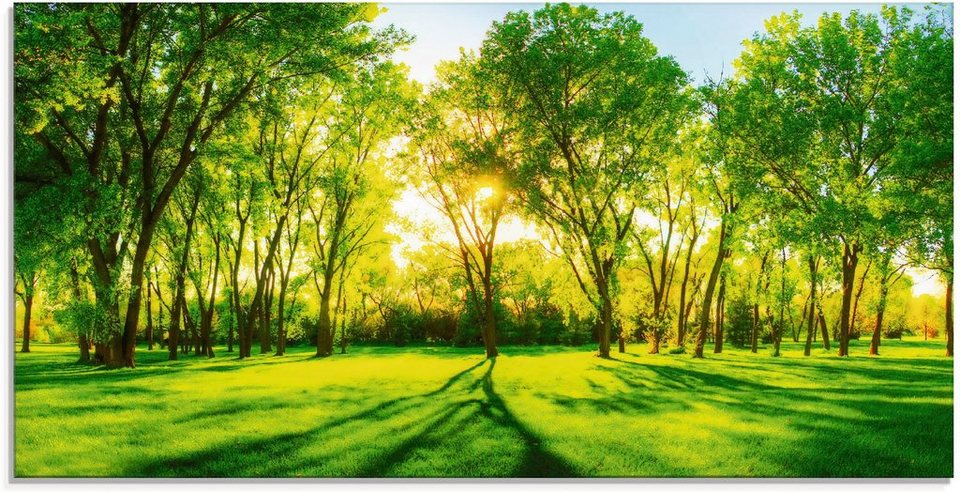 Artland Glasbild Frühlingswärme II, Wiesen Bäume Größen & in verschiedenen (1 St)