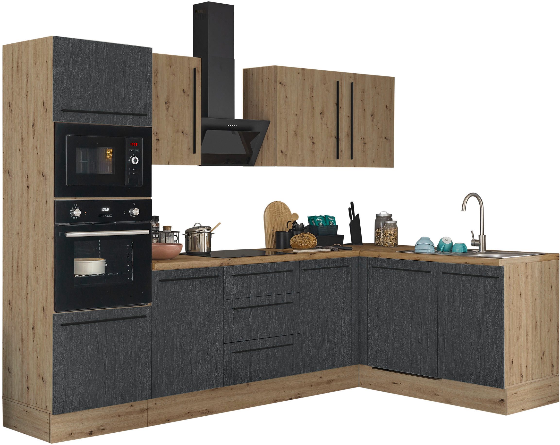 KOCHSTATION Winkelküche Florida, Stellbreite 280x165 cm, wahlweise mit E-Geräten, mit Softclose für Türen und Schubkästen