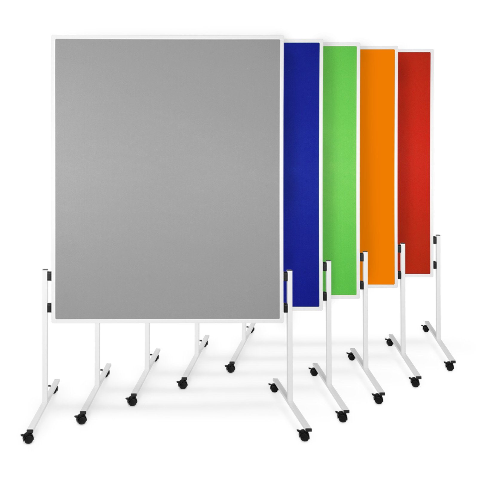 Master of Boards Standtafel Filz-Moderationstafel, 2 Farben, Tafel, Doppelseitig nutzbar, Mit Rollen