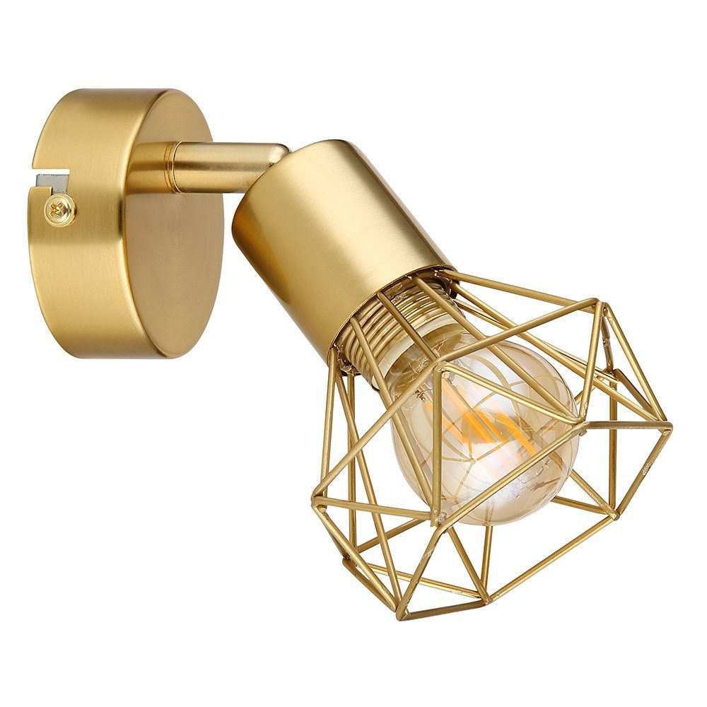 GLOBO LIGHTING Wandleuchte, Leuchtmittel nicht inklusive, Wandlampe Wohnzimmerleuchte Metall Gold Spot beweglich H 13,5 cm