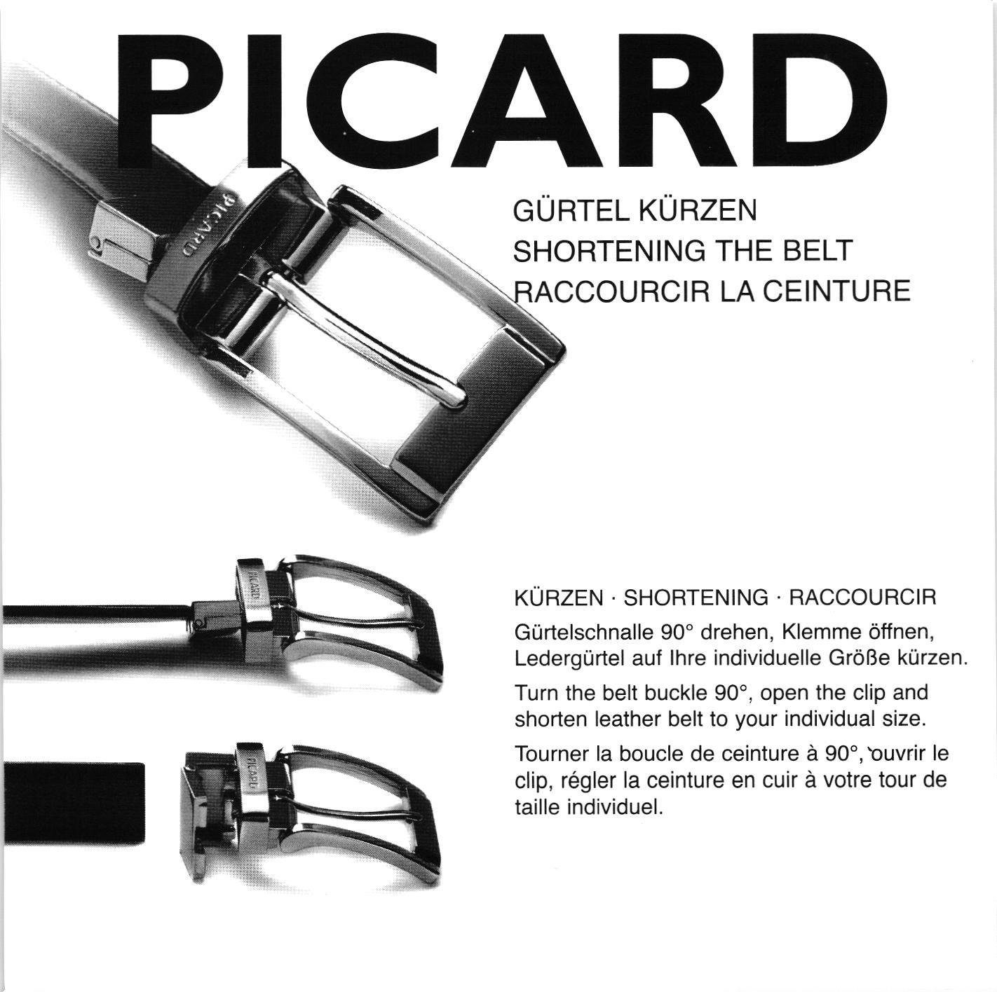 Schwarz Picard Picard Leder Kürzbar Ledergürtel 5214-299-001-999 Jeansgürtel Gürtel