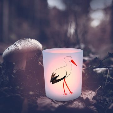 Mr. & Mrs. Panda Windlicht Storch - Transparent - Geschenk, Kerzenlicht, Tiermotive, Kerzenglas, (1 St), Liebevolles Design
