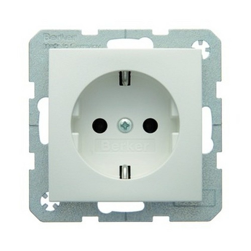 Berker Unterputz-Steckdose, 1fach polarweiß matt Unterputz horizontal/vertikal IP20 Zentralplatte