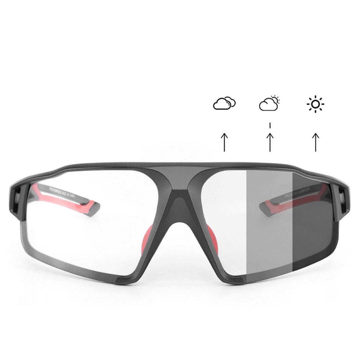ROCKBROS Fahrradbrille SP216BK, (4 teilig), Photochrome UV400 Brille mit Belüftung – Bild 4 von 5