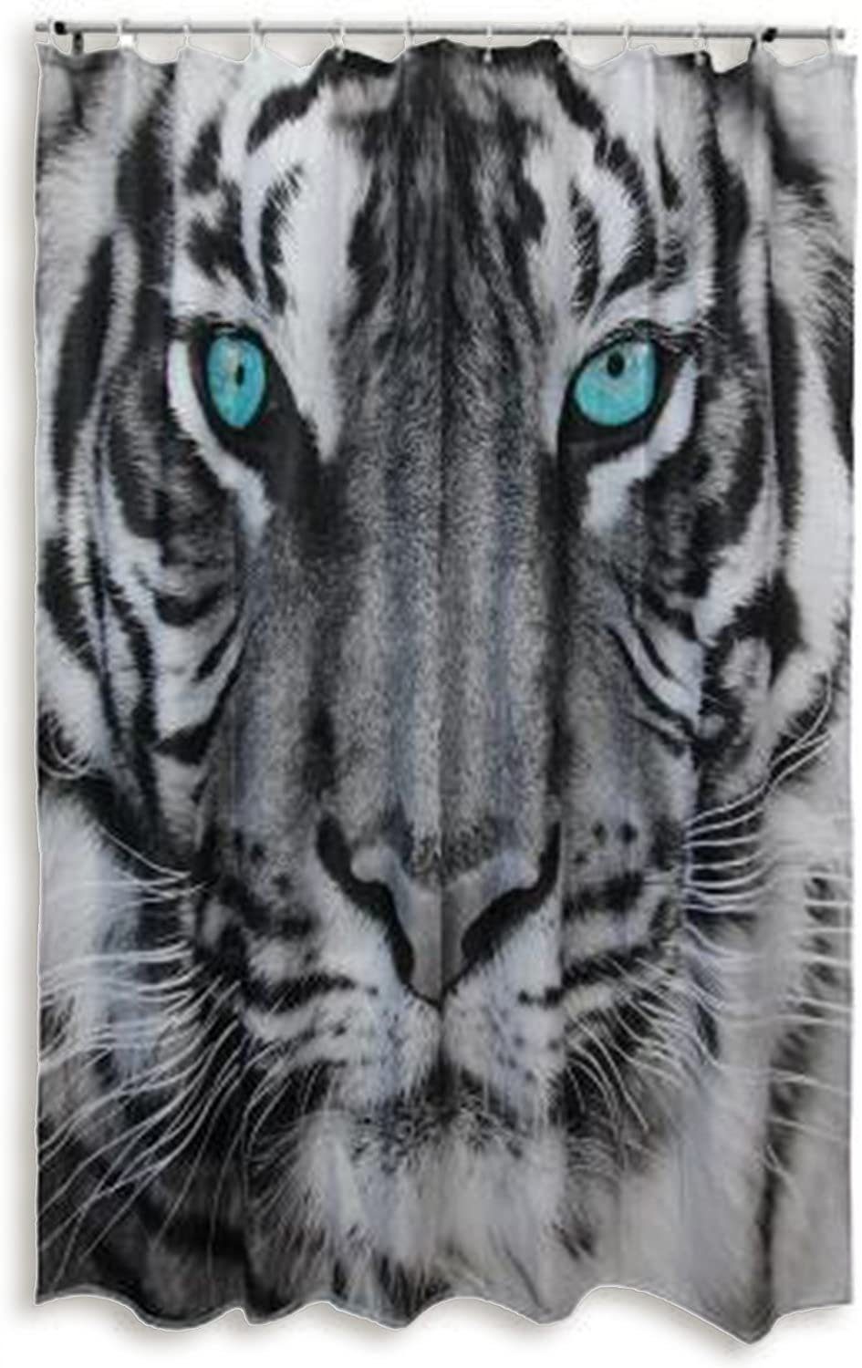 Clever-Kauf-24 Duschvorhang Textil-Duschvorhang Tiger schwarz-weiß BxH günstig online kaufen