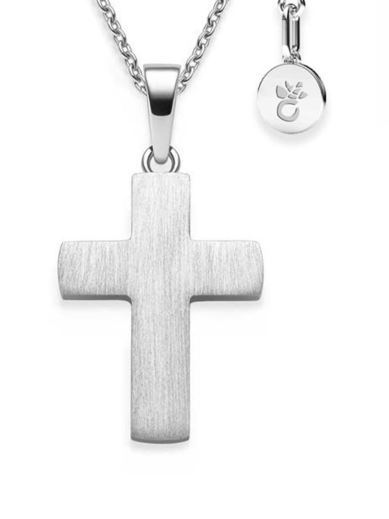 Amoonic Kreuzkette Halskette Mädchen Jungen Silber 925 mit Kreuzanhänger Kommunion Taufe (individuell anpassbare Halskettenlänge)