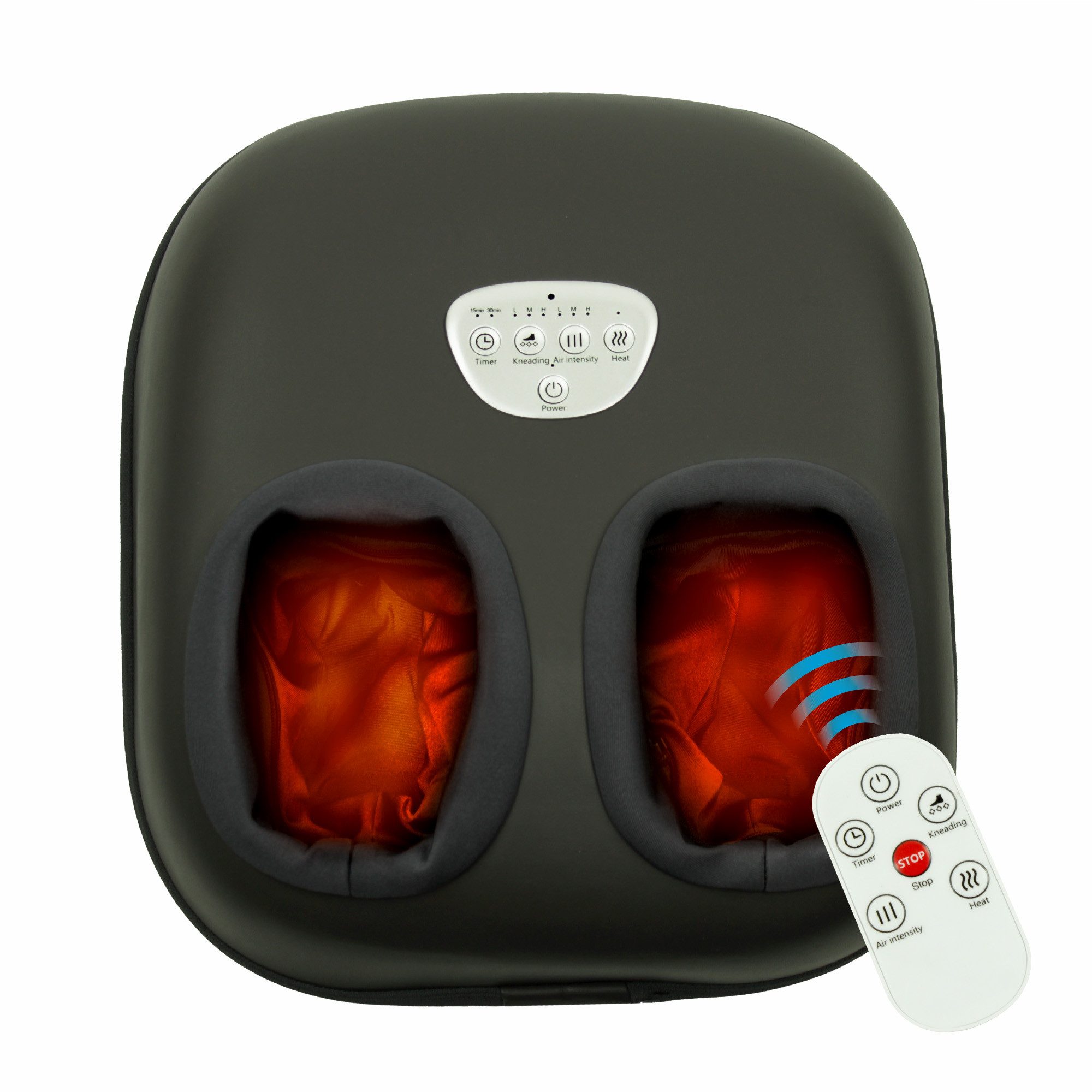 @tec Fußmassagegerät Fuss Fit Pro elektrisches Shiatsu Fussmassagegerät mit Wärmefunktion, Luftdruck, Massage, 3 Intensitätsstufen, Timer, Fernbedienung