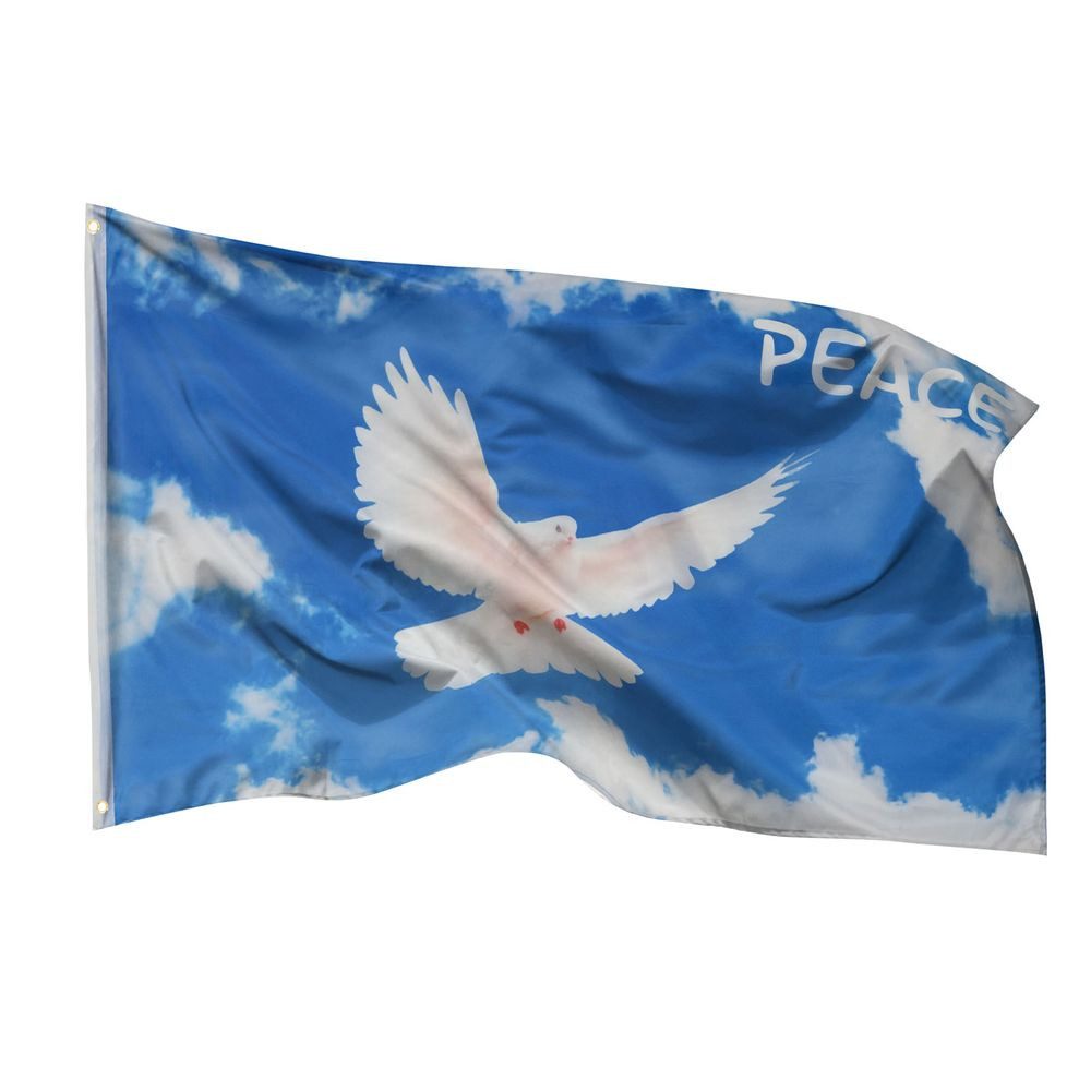 PHENO FLAGS Flagge Peace Flagge Taube 90x150 cm, doppelt gesäumte Fahne mit brillanten und lebendigen Farben