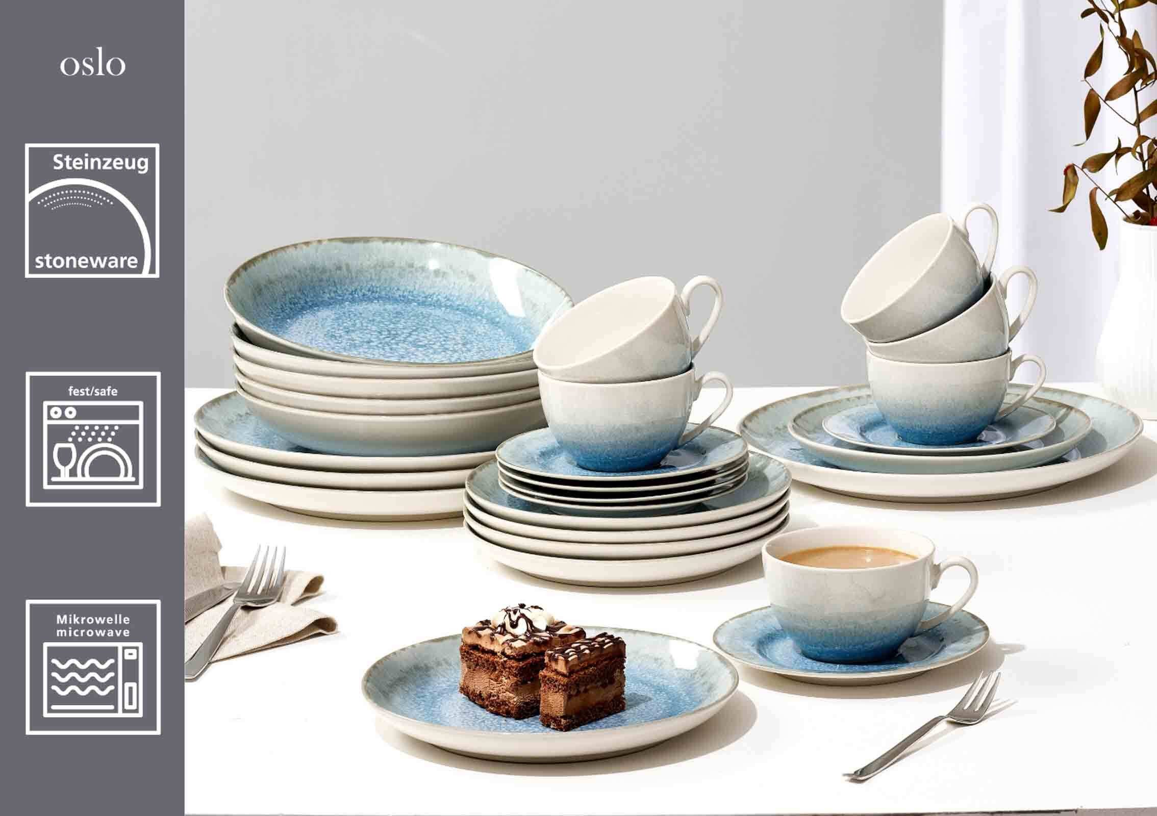 Ritzenhoff & Breker Kaffeeservice Oslo Kaffeeservice 18er Set (18-tlg), 6 Personen, Steinzeug