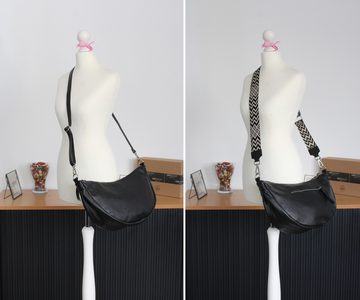 Adel Bags Schultertasche DIANA XL Halbmond Tasche Leder, Umhängetasche für Damen, Banana Bag, echtes Leder, made in Italy, mit 2 Gürteln, 9 Farboptionen