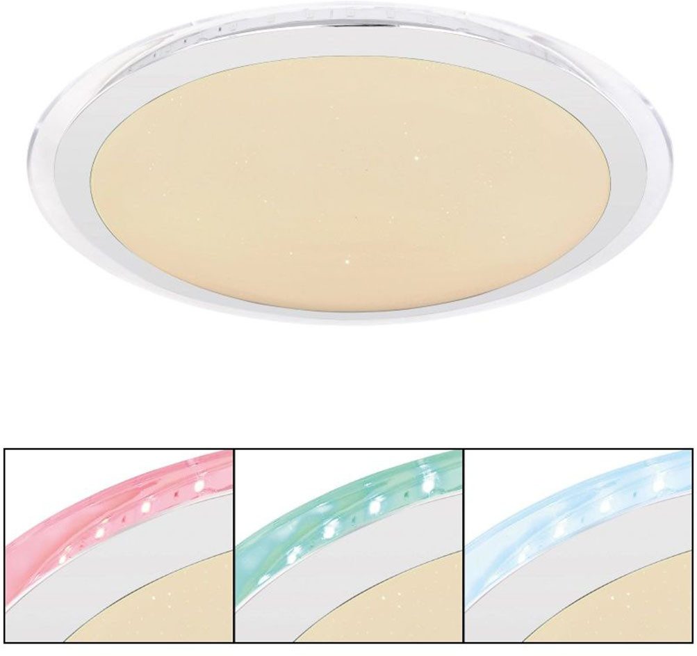 GLOBO LIGHTING LED Deckenleuchte NICOLE II, Dimmfunktion, Farbwechsel, Fernbedienung, Infrarot inkl., Memoryfunktion, Nachtlichtfunktion, RGB, mehrere Helligkeitsstufen, LED fest integriert, warmweiß - kaltweiß, Deckenlampe, Farbwechsel Rot-Grün-Blau, rund, Durchmesser 42,5cm