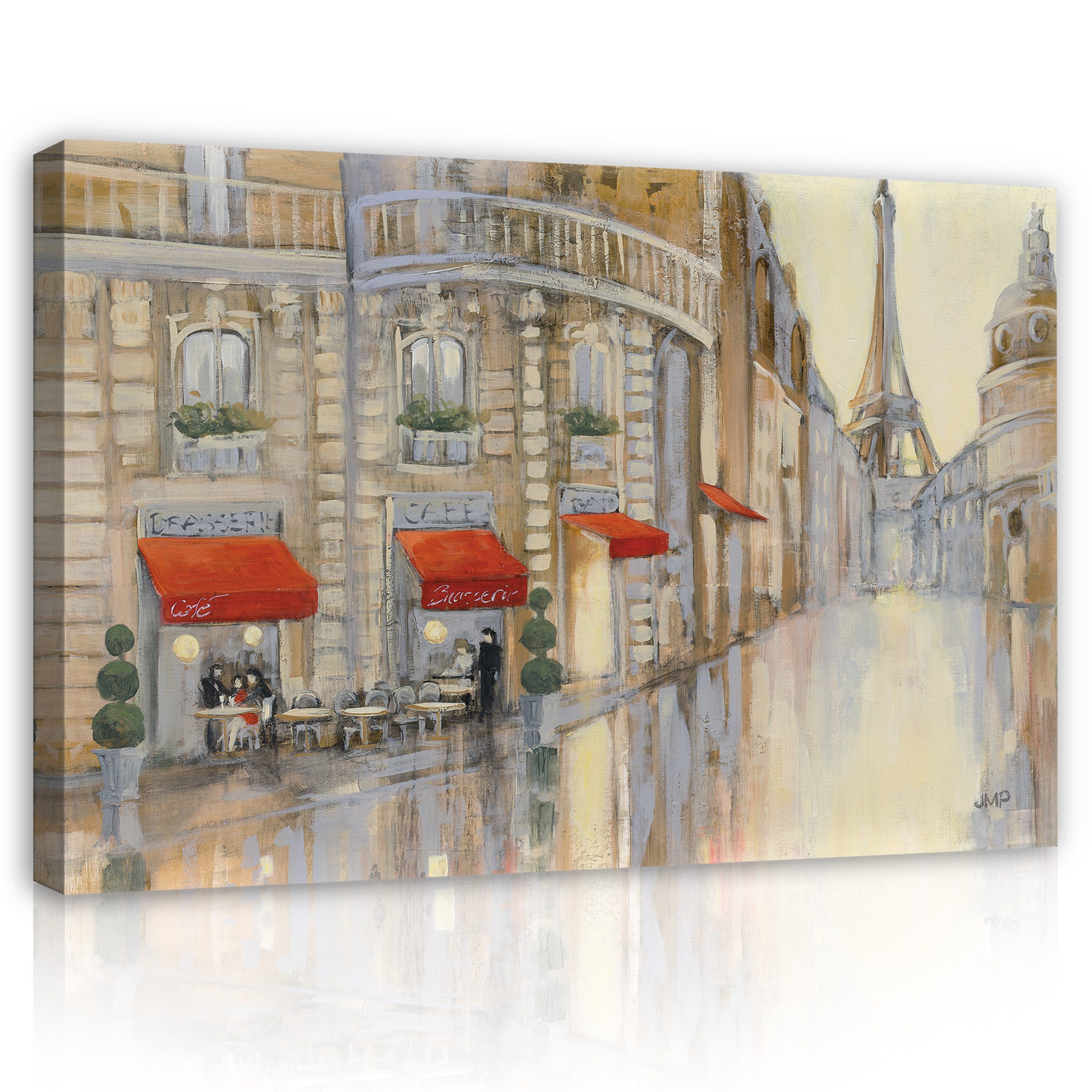 Leinwandbild Paris Kunst Art Beige Stadt Modern Wandbilder Wand Deko XXL Bilder