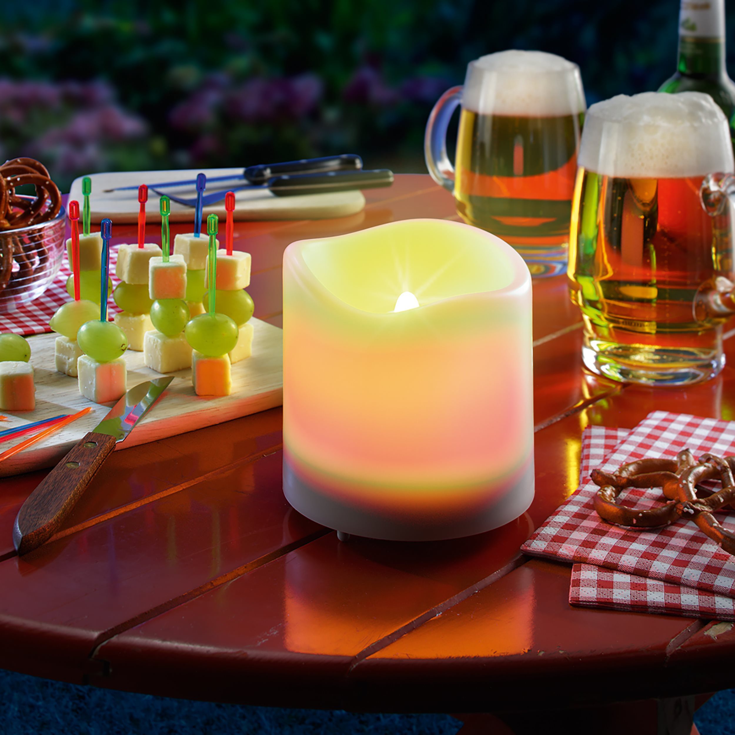 esotec LED-Kerze Solar LED-Kerzenleuchte Romantica 10x10,5cm gelb flackernde LED 102079