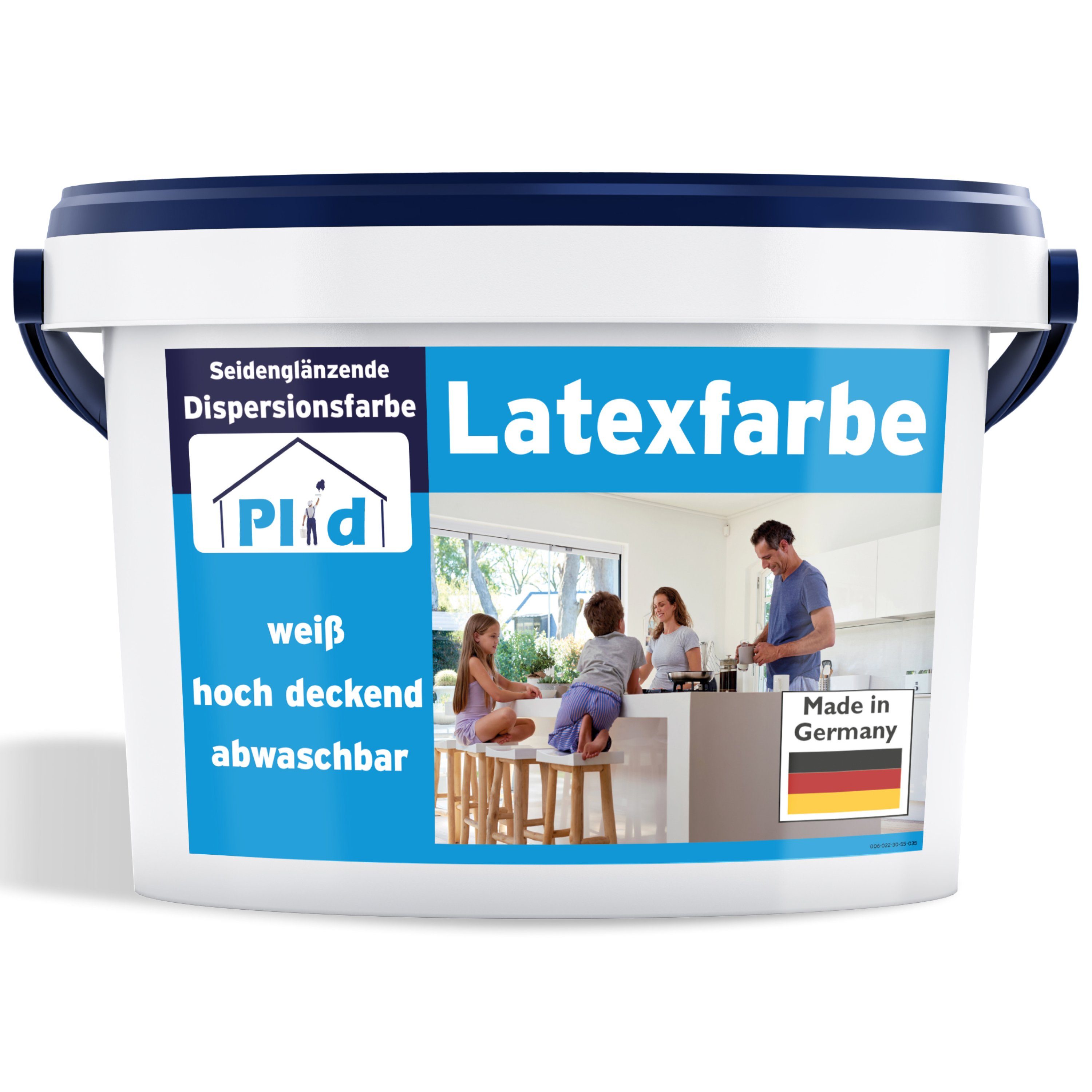 plid Latexfarbe Latexfarbe abwaschbare Wandfarbe Küchenfarbe Innenfarbe Badfarbe, Schnelltrocknend, spritzarm, verarbeitungsfertig