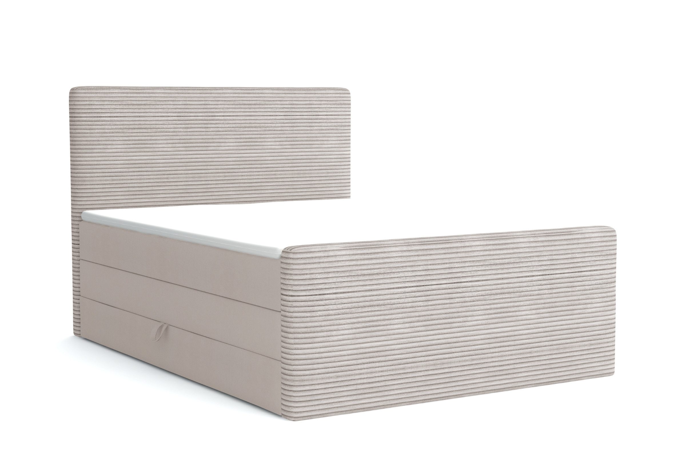 Deine Möbel 24 Boxspringbett OLA Echtes Boxspringbett Polsterbett Komplettbett inkl. Topper (Set Velours Cord-Stoff PREMIUM, 4-St., 2 Bonellfederkernmatratzen H3 + 1 Taschenfederkenmatratze H3), 140x200 160x200 180x200 180x200 200x200 inkl. Bettkasten