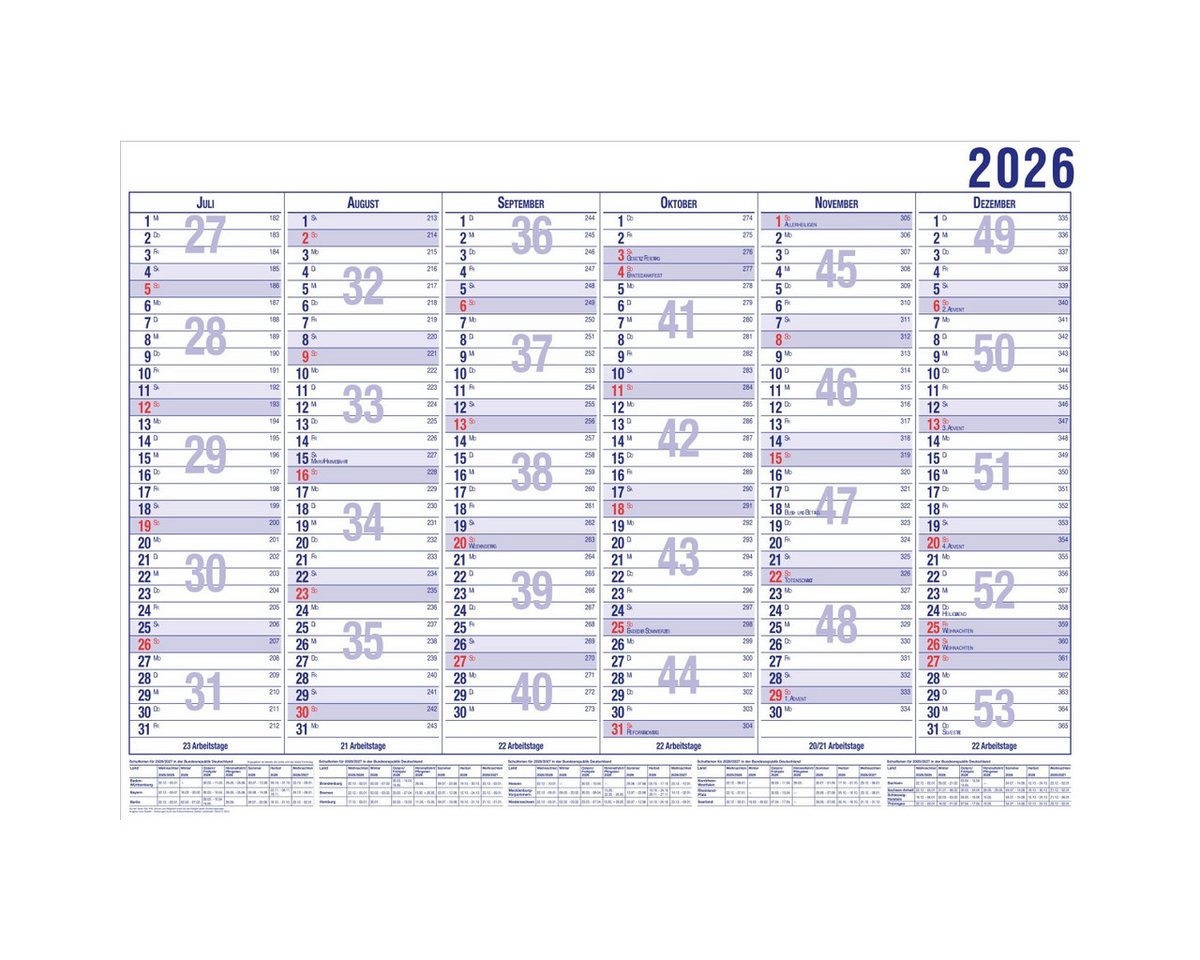 Thumbnail - GÜSS Kalender Terminplaner Tafelkalender A5 12 Monate Kalendarium 2026