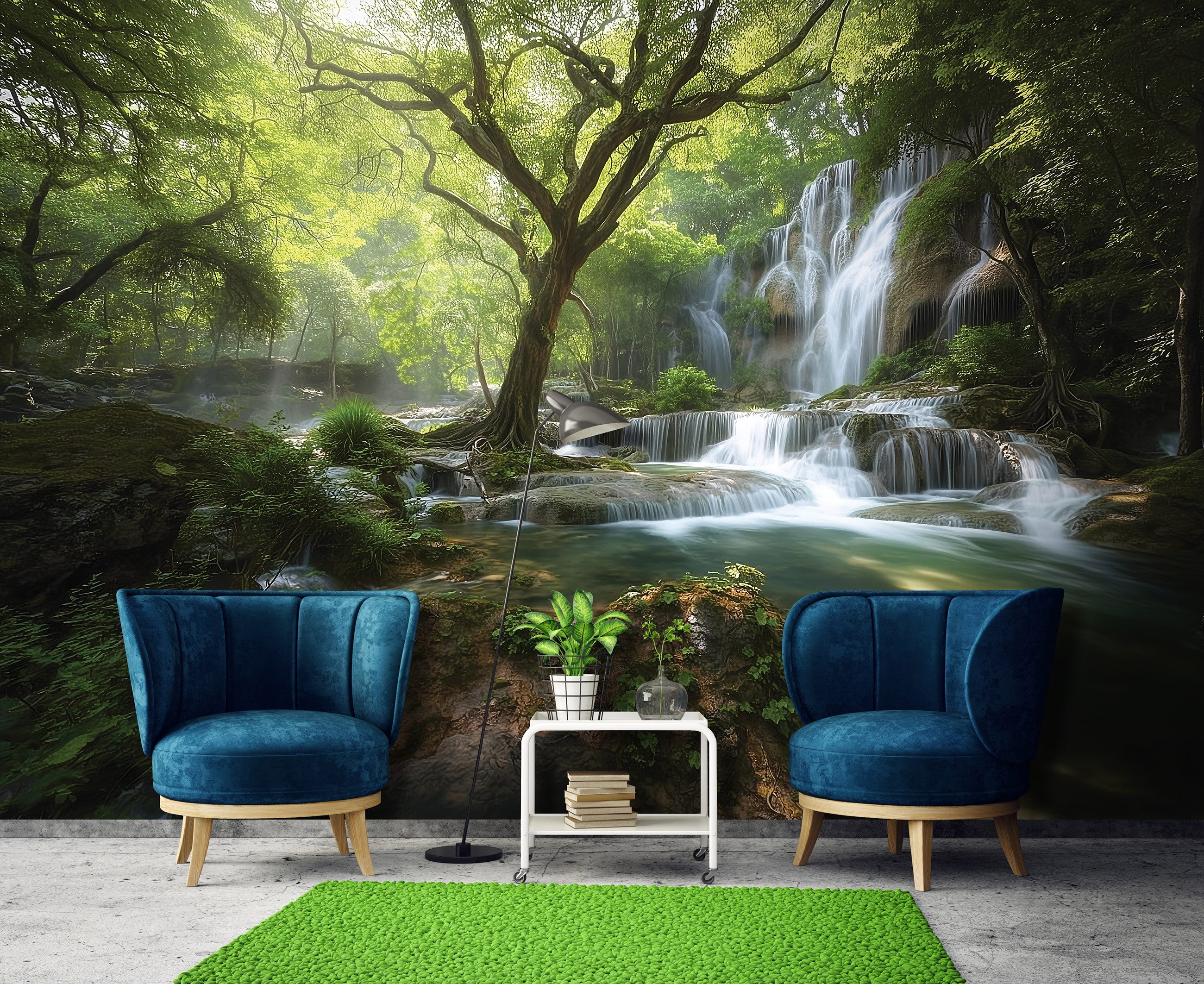 Wallarena Fototapete Wald Bäume Wasserfall Vlies Tapete Wohnzimmer Schlafzi günstig online kaufen