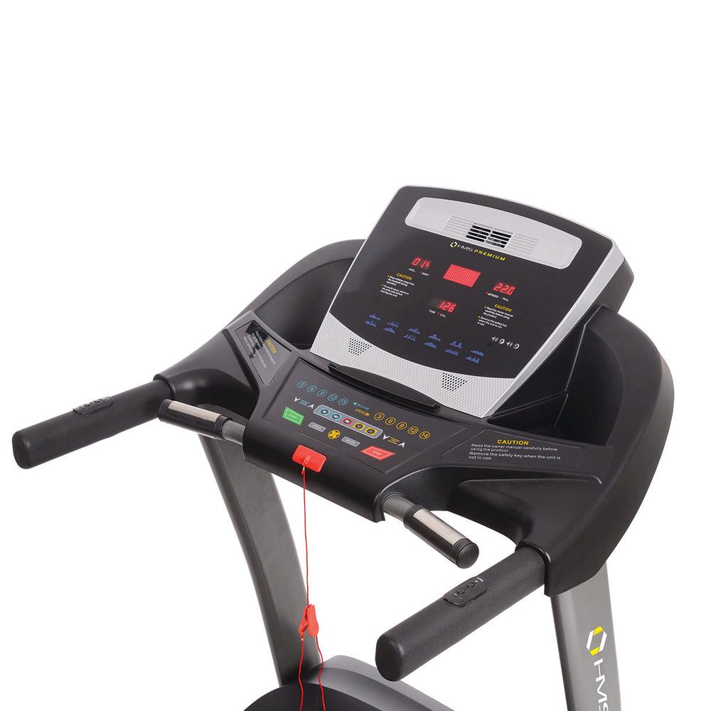HMS Laufband Elektrisches Laufband Heimtraining (Spar-Set, 4 Transporträder), Geschwindigkeit von 1–22 km/h und 22 Neigungsstufen