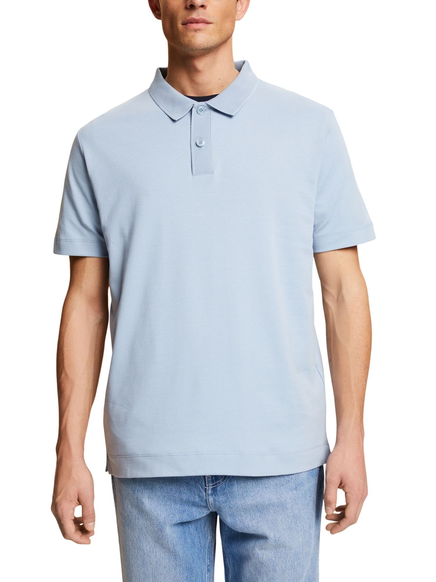 Esprit Collection Poloshirt Pima-Baumwolle BLUE LIGHT LAVENDER aus Poloshirt