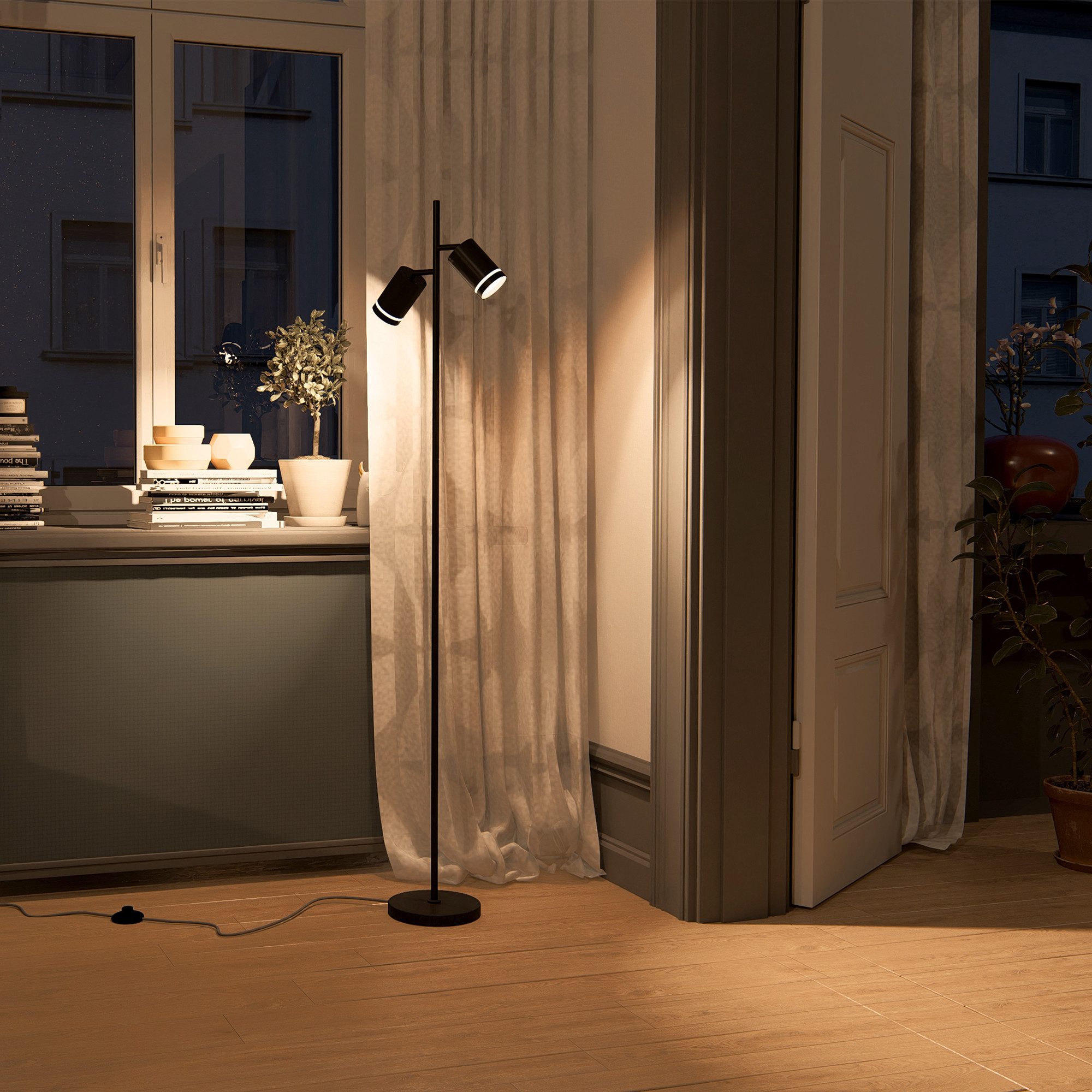 linovum LED Spiegelleuchte TAVIRA Stehlampe mit GU10 LumiFLEX Lichtfarbe warm / neutral / kalt 6W, Neutralweiß, Warmweiß, Tageslichtweiß