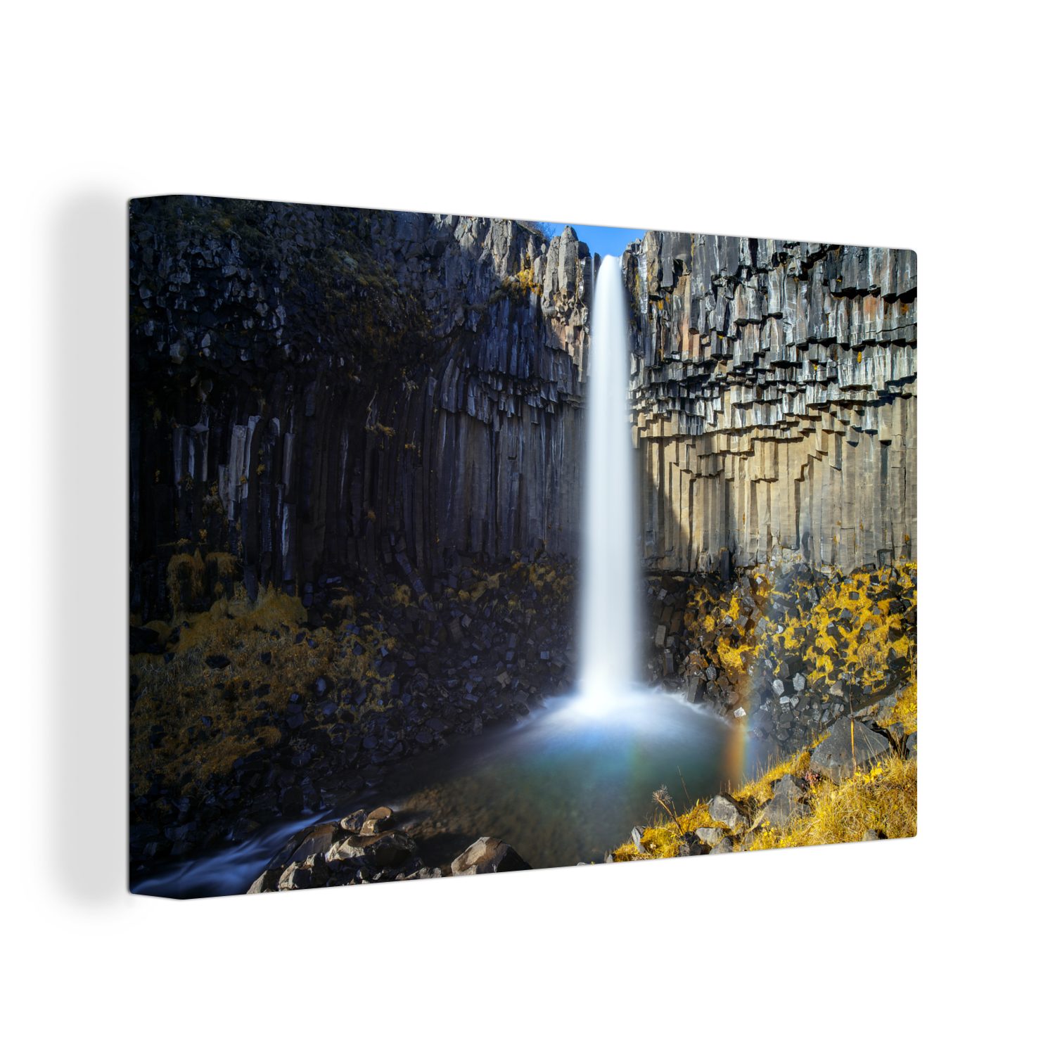 Wasserfall (1 30x20 OneMillionCanvasses® - bunt Leinwandbilder, Wandbild - Island Wanddeko, Leinwandbild St), Natur, cm Aufhängefertig,