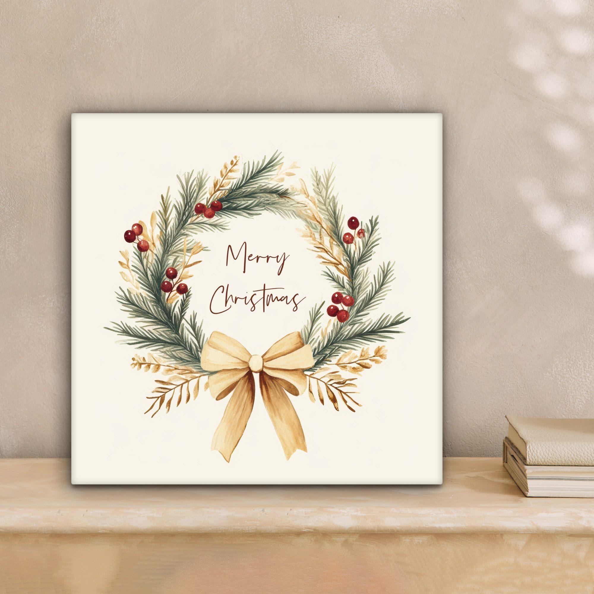 OneMillionCanvasses® Leinwandbild Weihnachtskranz - Weihnachten - Gold - Be günstig online kaufen