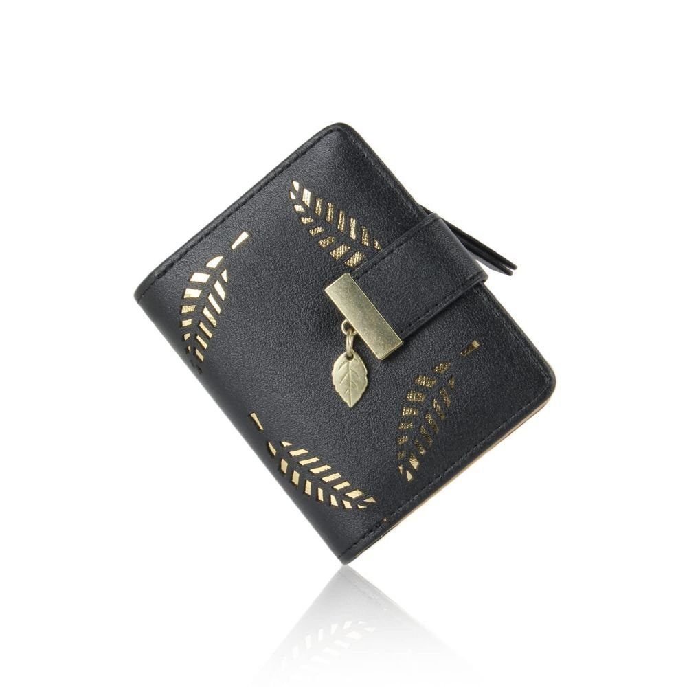 VIVIHEYDAY Geldbörse Schwarz Damen Portemonnaie Damen klein im Kurzformat (mit Reißverschluss), Damen-Geldbeutel