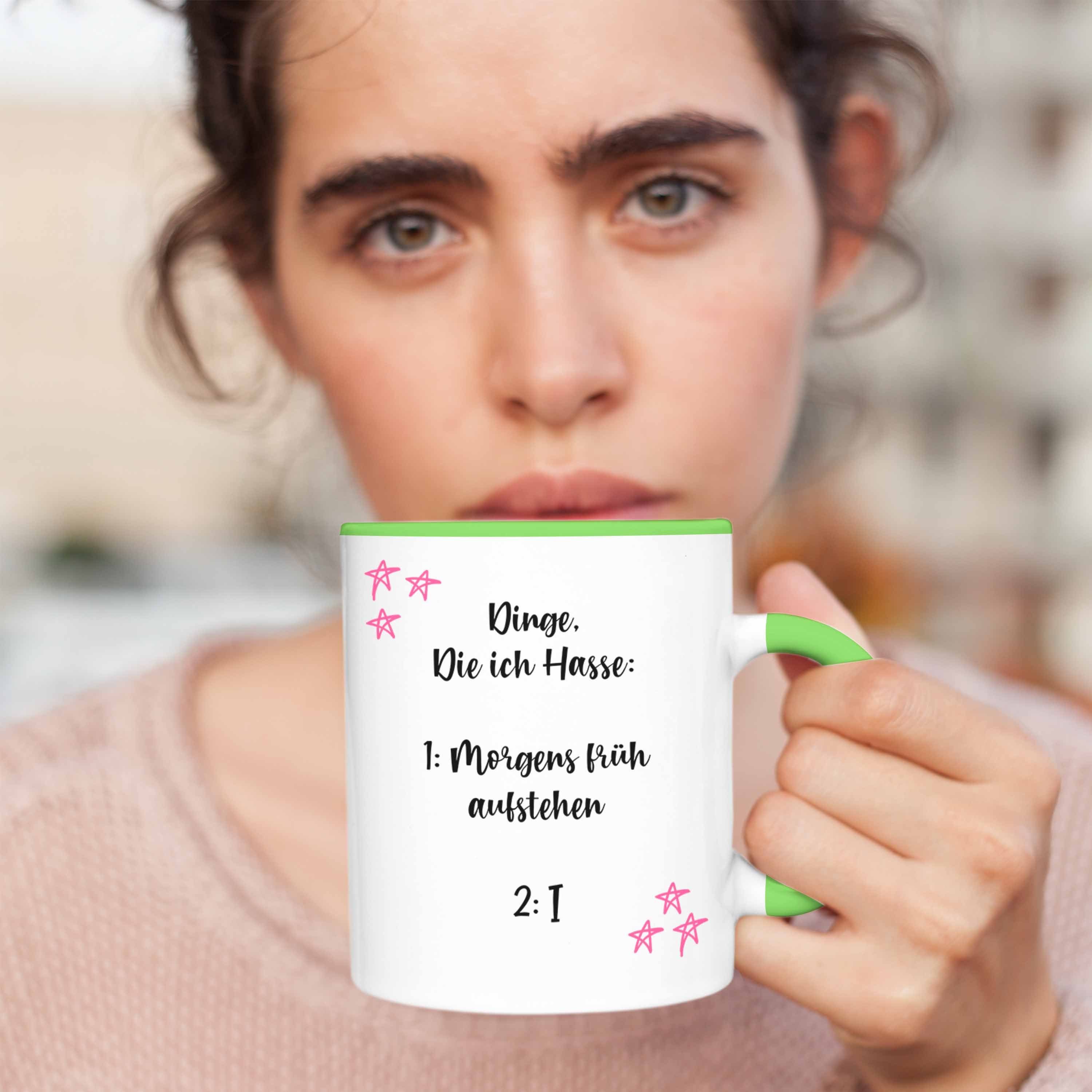 Trendation Aufstehen - Arbeit für Tassen Tassen Früh Spruch Büro Becher Lustige Trendation Tasse Frauen mit Grün Kaffee