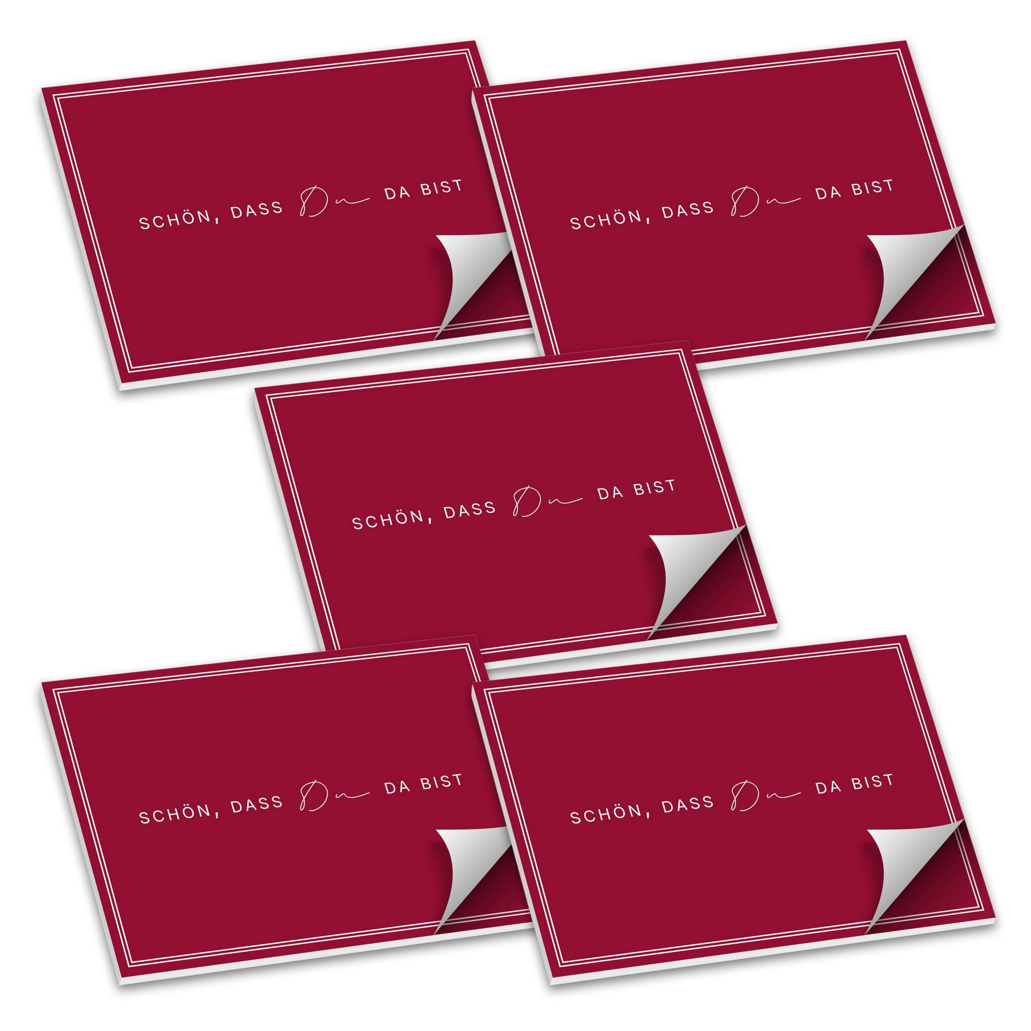 itenga Platzset ITENGA Tischset A3 5er Set Schön dass du da bist V3 bordeaux rot