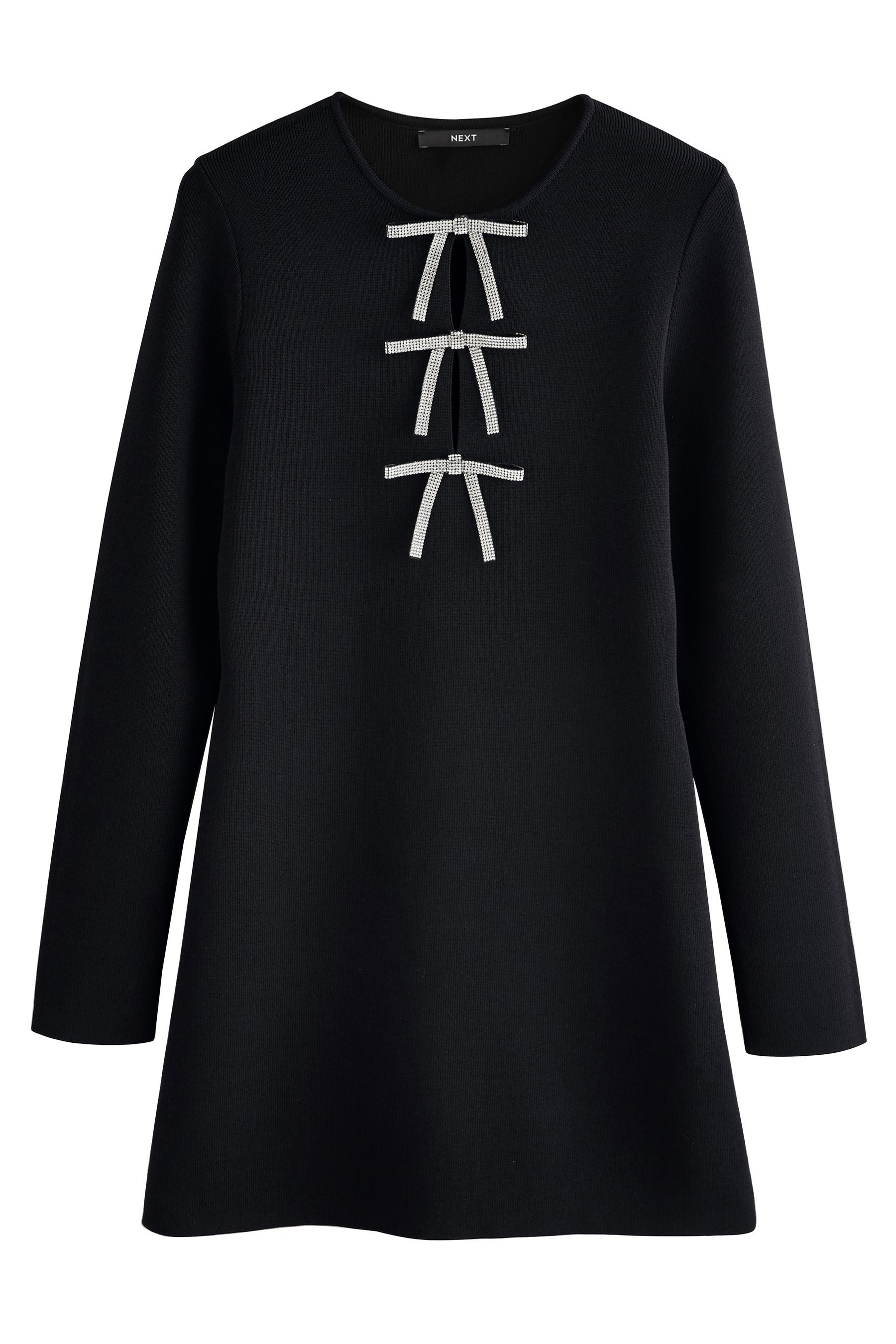 Next Minikleid Minikleid mit juwelenbesetzter Schleife (1-tlg) günstig online kaufen