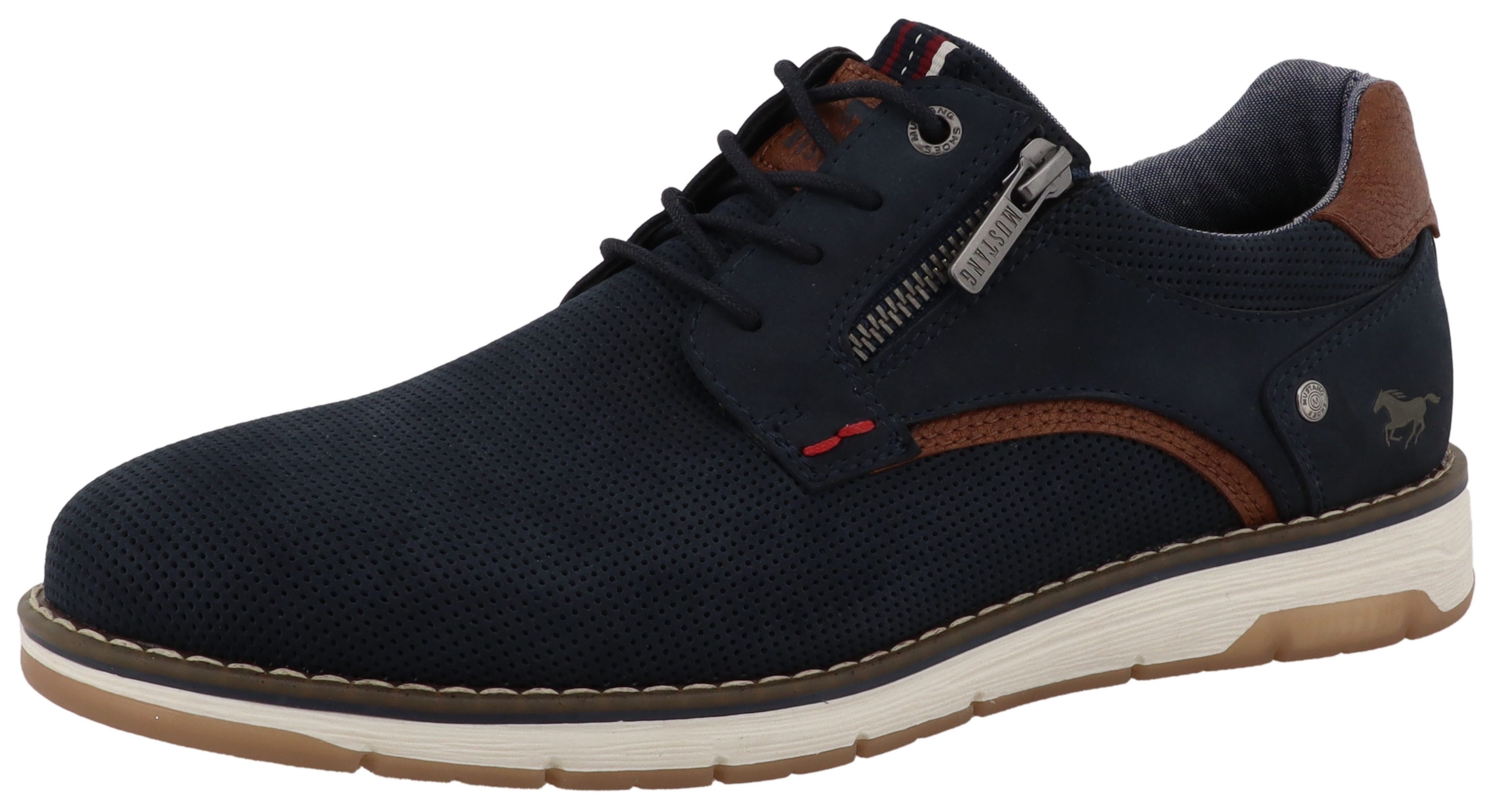 Mustang Shoes Agnese Sneaker Freizeitschuh, Halbschuh, Schnürschuh mit Kontrastbesatz