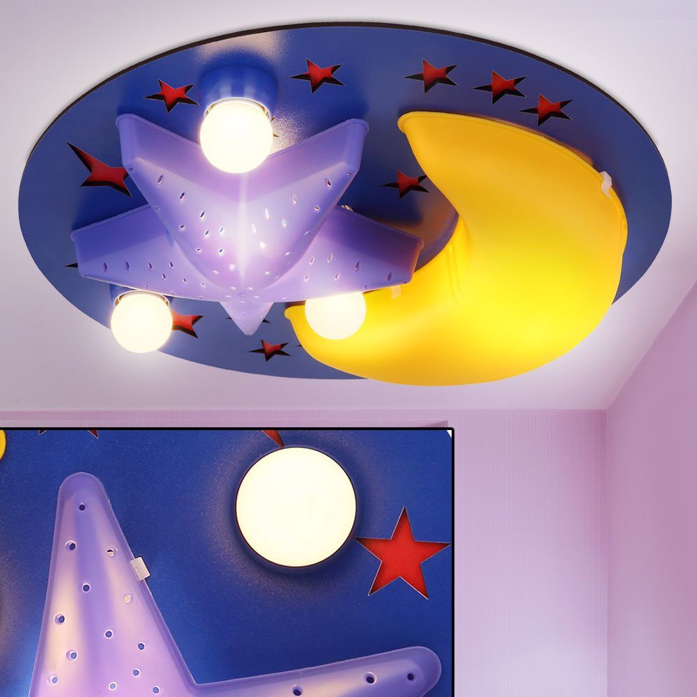 etc-shop Dekolicht, Leuchtmittel Mond Spiel Leuchte Zimmer inklusive, Decken Sterne Mädchen- Warmweiß, Kinder Jungen