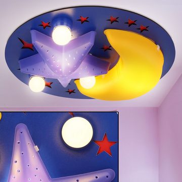 etc-shop Dekolicht, Leuchtmittel inklusive, Warmweiß, Decken Leuchte Kinder Spiel Zimmer Mond Sterne Jungen Mädchen-