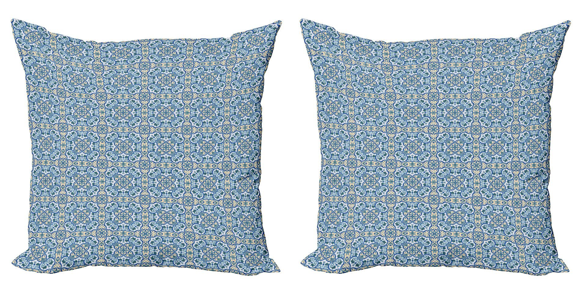 Kissenbezüge Modern Accent Doppelseitiger Digitaldruck, Abakuhaus (2 Stück), Blumen Kurvige Kreishand Tile
