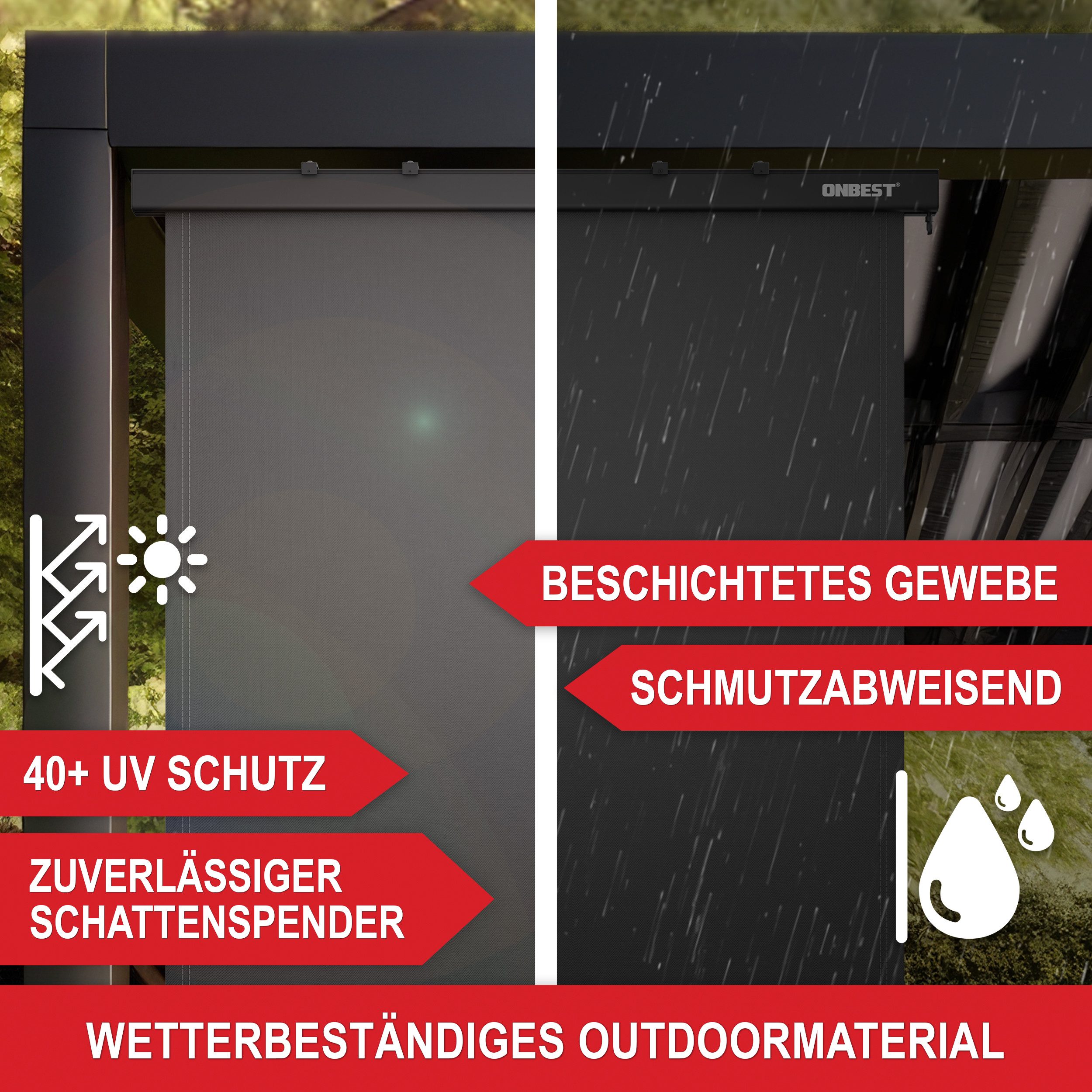 Onbest Senkrechtmarkise Vertikalmarkise mit Handkurbel inklusive günstig online kaufen