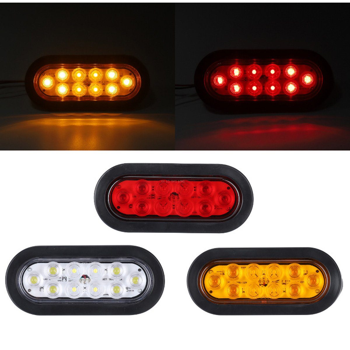 Anhänger-Rückleuchte götäzer LED-Anhängerleuchten, 10 ovale Stück Brems-/Blinker-Rücklicht Rot 2 Anhänger für LED