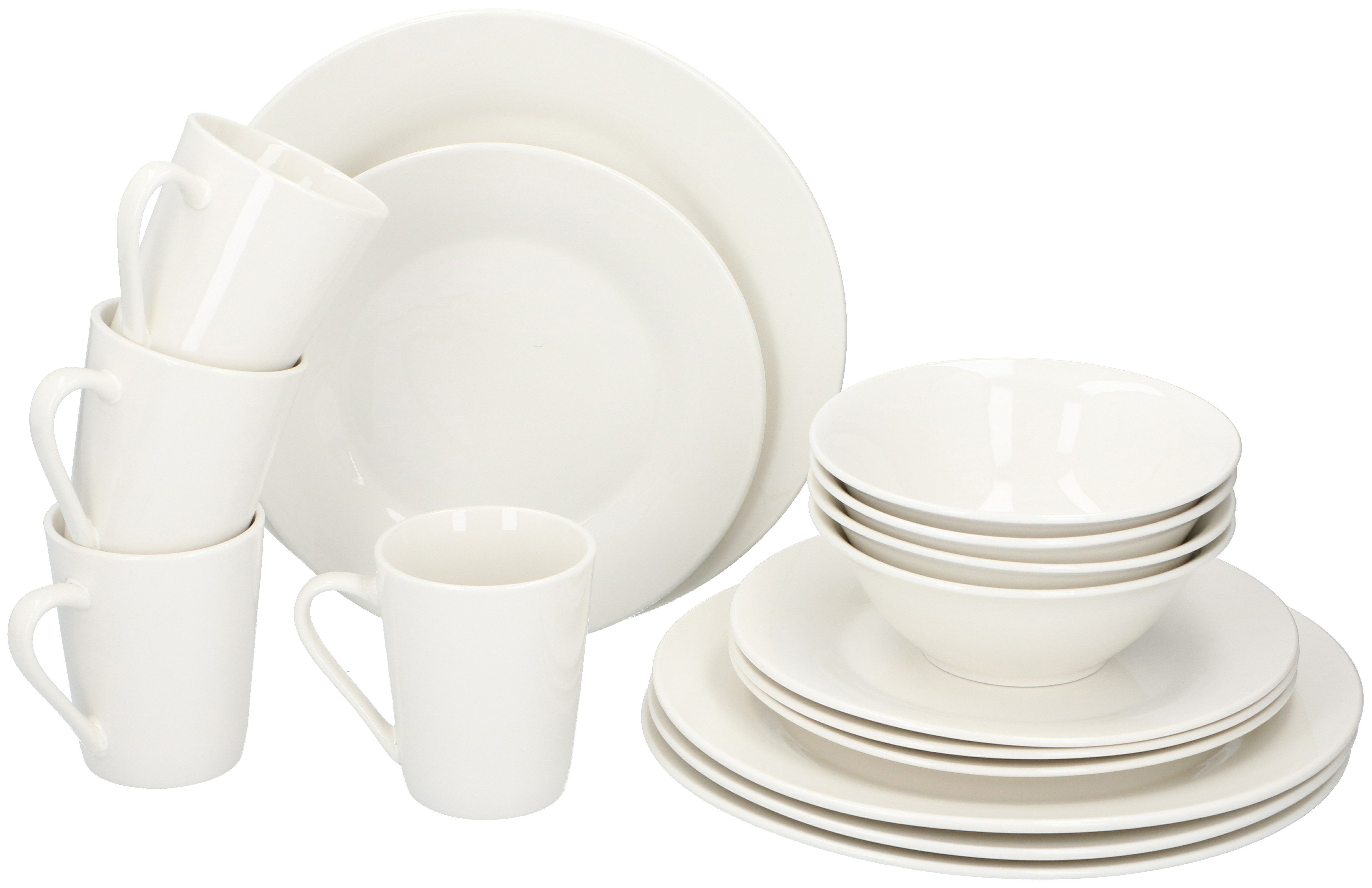 Alpina Frühstücks-Geschirrset alpina Geschirrset 16-teilig - 4 Personen - weiß, Tonware