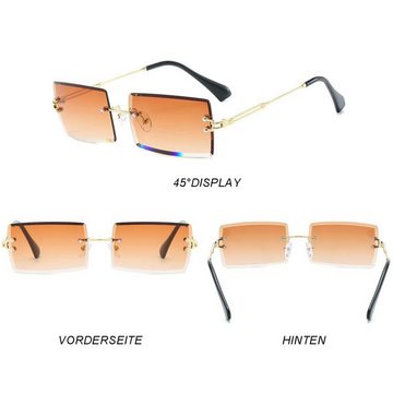Fivejoy Sonnenbrille Damen Retro Rechteckig Gläser mit Farbverlauf Sonnenbrille Randlos (1-St)