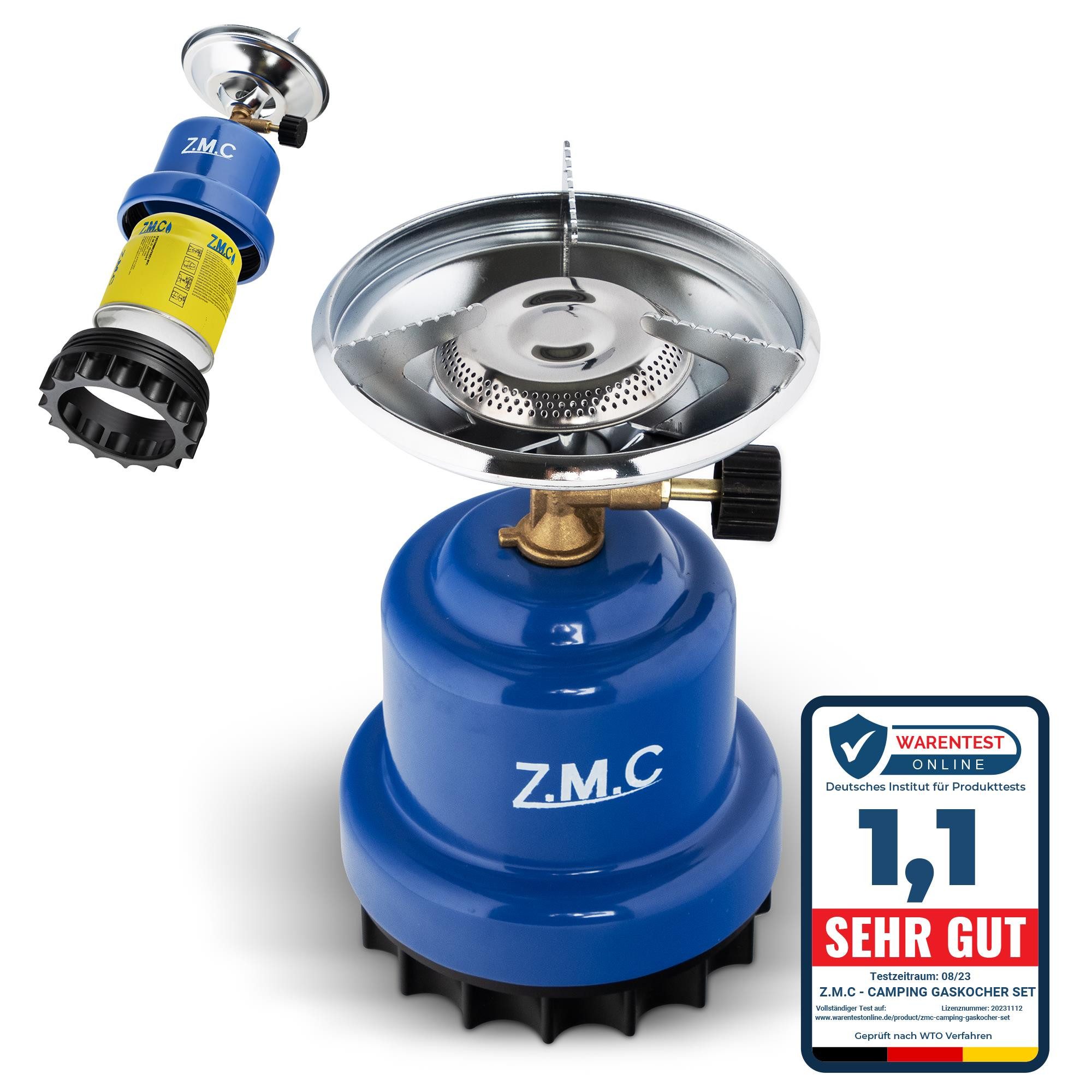 ZMC Gaskocher Campingkocher Gaskocher Shisha Kohleanzünder + Gaskartuschen 190g, (Maximale Temperatur: 1100W / Gewicht: 520g / Butangas), Butangasbrenner Kartuschenkocher Kochfeld für Festivals, Wanderungen