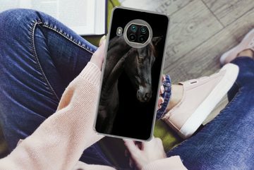 MuchoWow Handyhülle Pferd - Tiere - Schwarz - Porträt, Phone Case, Handyhülle Xiaomi Mi 10T Lite, Silikon, Schutzhülle