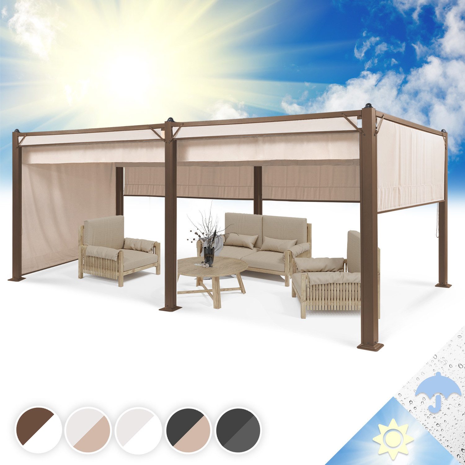 blumfeldt Pavillon Pantheon_Cortina_Rust, (Set), Pergola Terrassenüberdachu günstig online kaufen