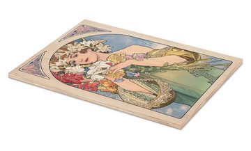 Posterlounge Holzbild Alfons Mucha, Blume, natur, Malerei