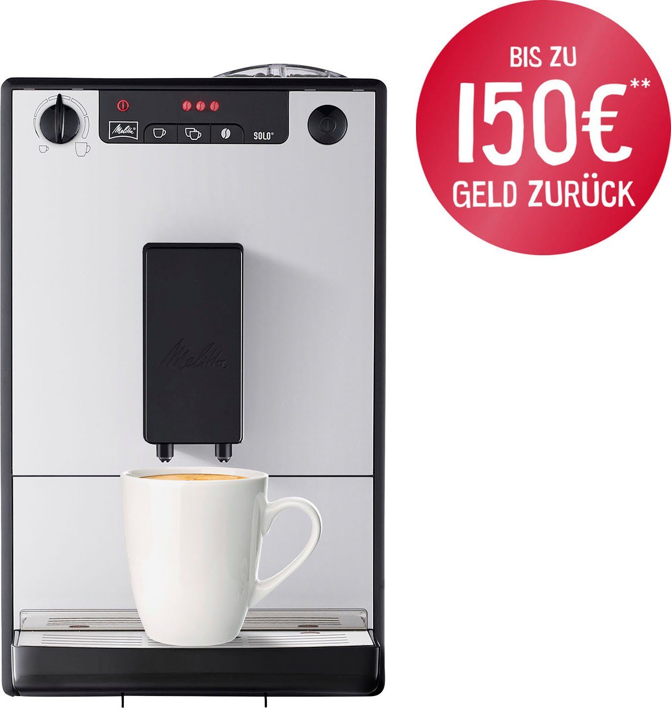 Kaffee nur bei Melitta Solo® 20 cm aromatischer 950-666, & Silver, Espresso Pure Breite Kaffeevollautomat