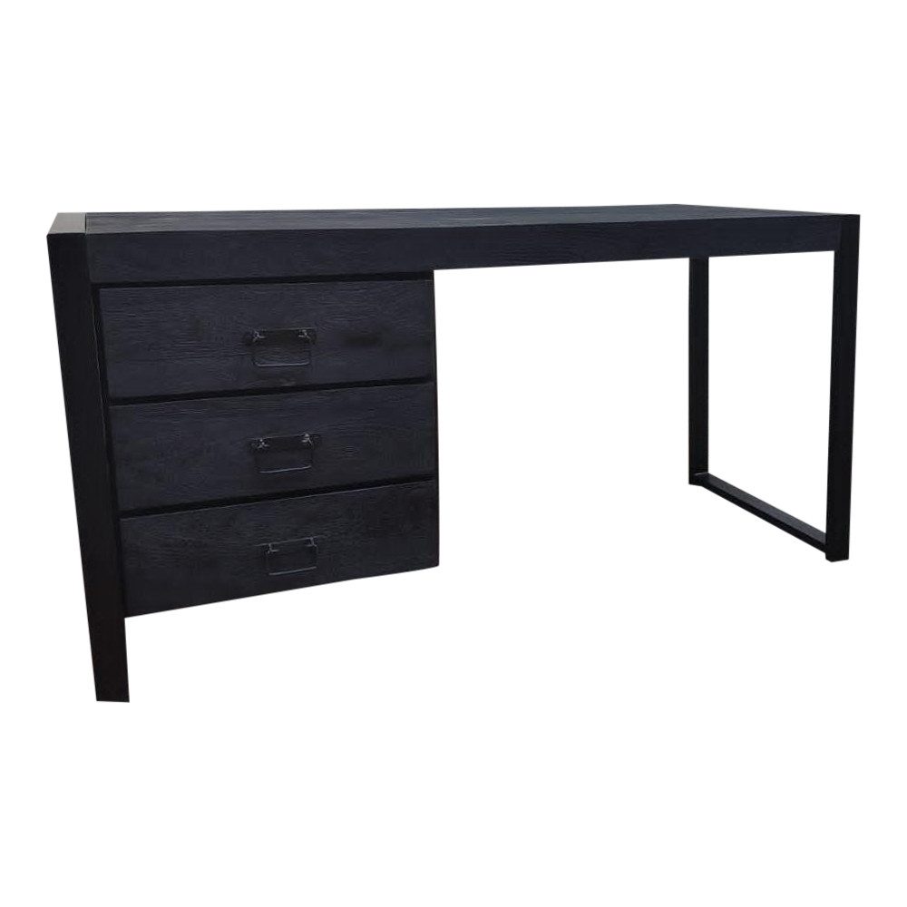 Villa Möbel Schreibtisch Schreibtisch Zavan Black (Packung, 1-St., 1 Schreibtisch), Mangoholz mit Metallrahmen im Indusrial-Style