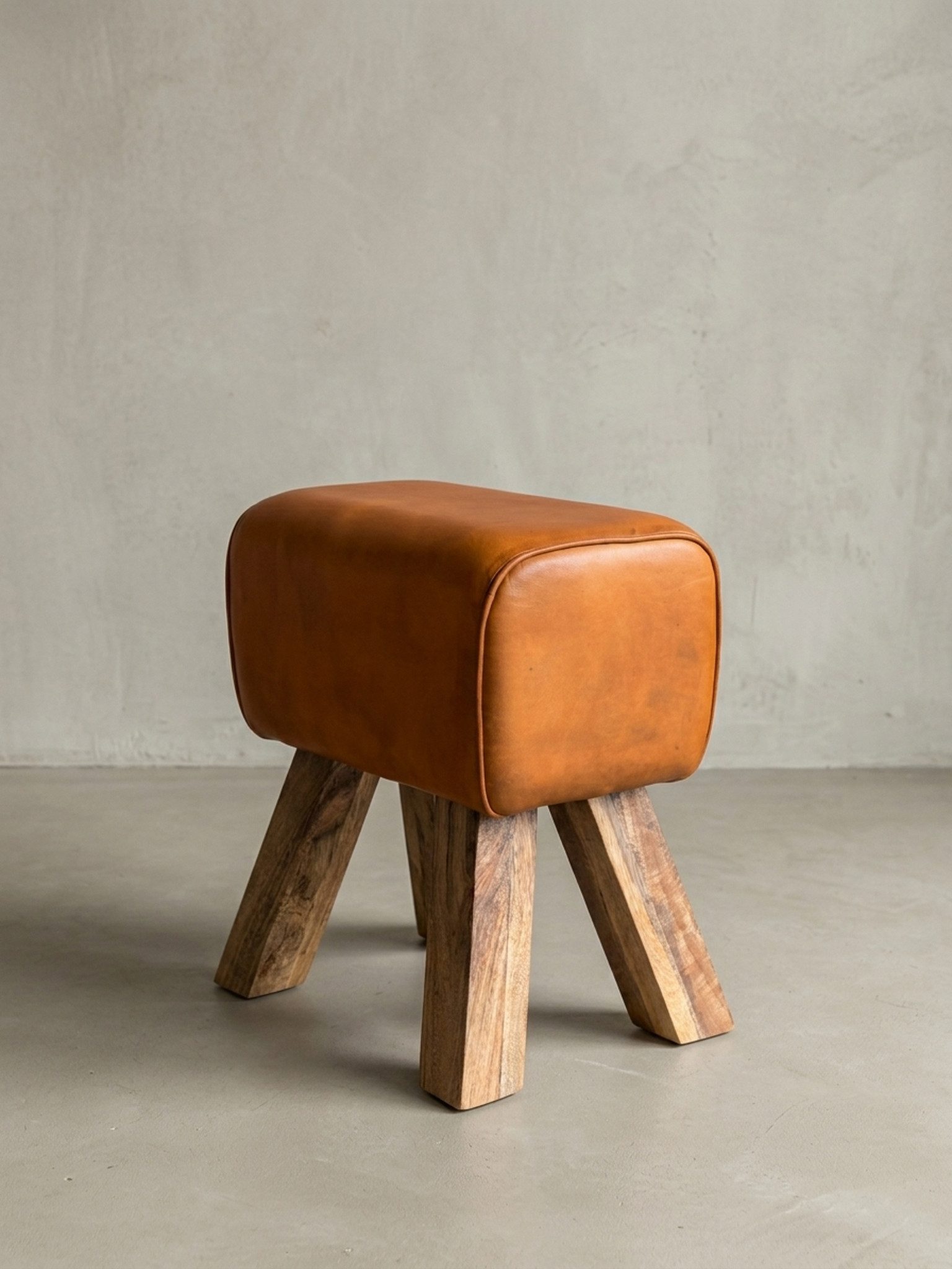 KADIMA DESIGN Sitzhocker Design Turnbock Sitzhocker Braun 40 x 30 x 47 cm (Beistellhocker Echtleder Fußhocker), Turnhocker Hocker Lederhocker Springbock