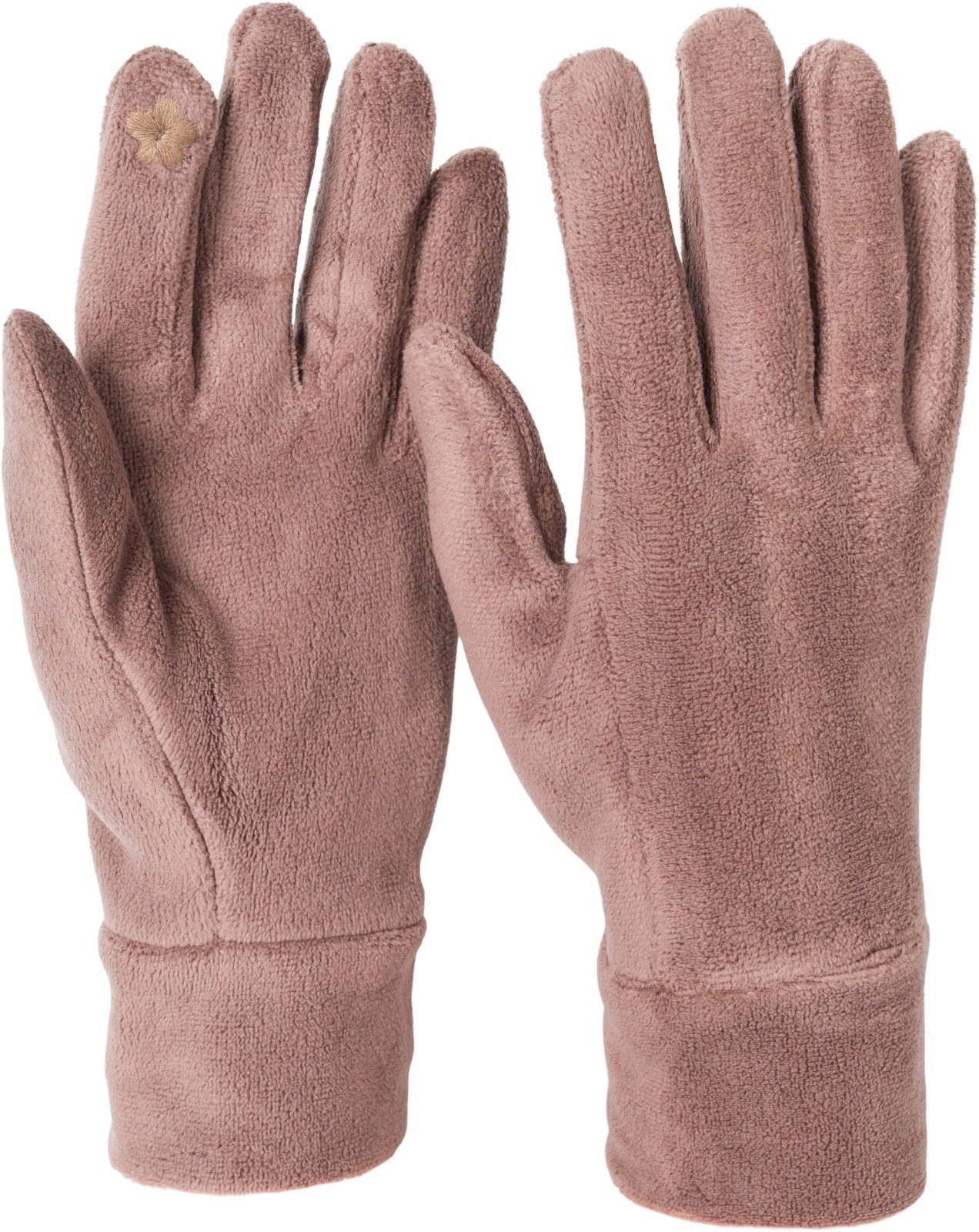 Touchscreen styleBREAKER Handschuhe Einfarbige Mokkabraun Fleece Fleecehandschuhe